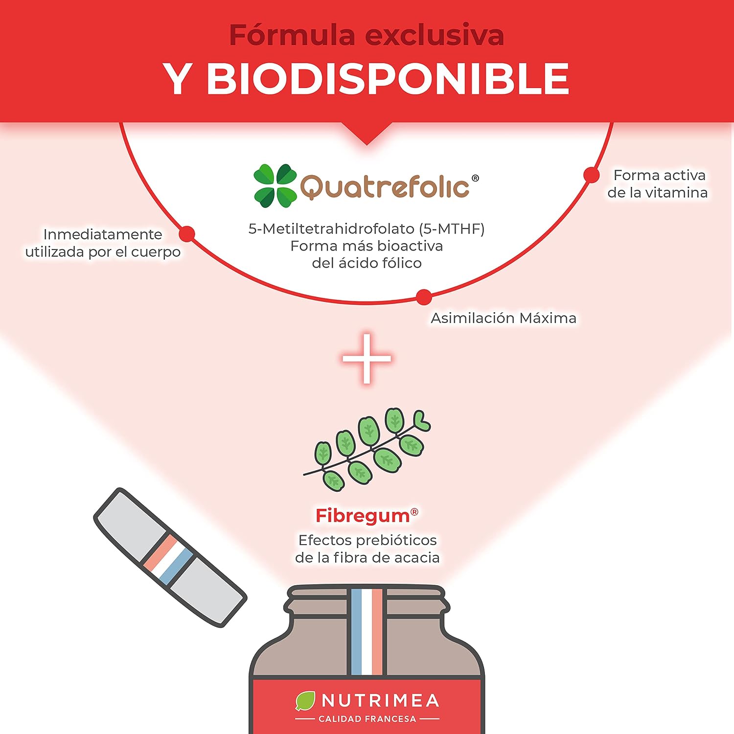 Detalle 2 de Ácido Fólico Vitamina B9 400µg 120 cápsulas veganas