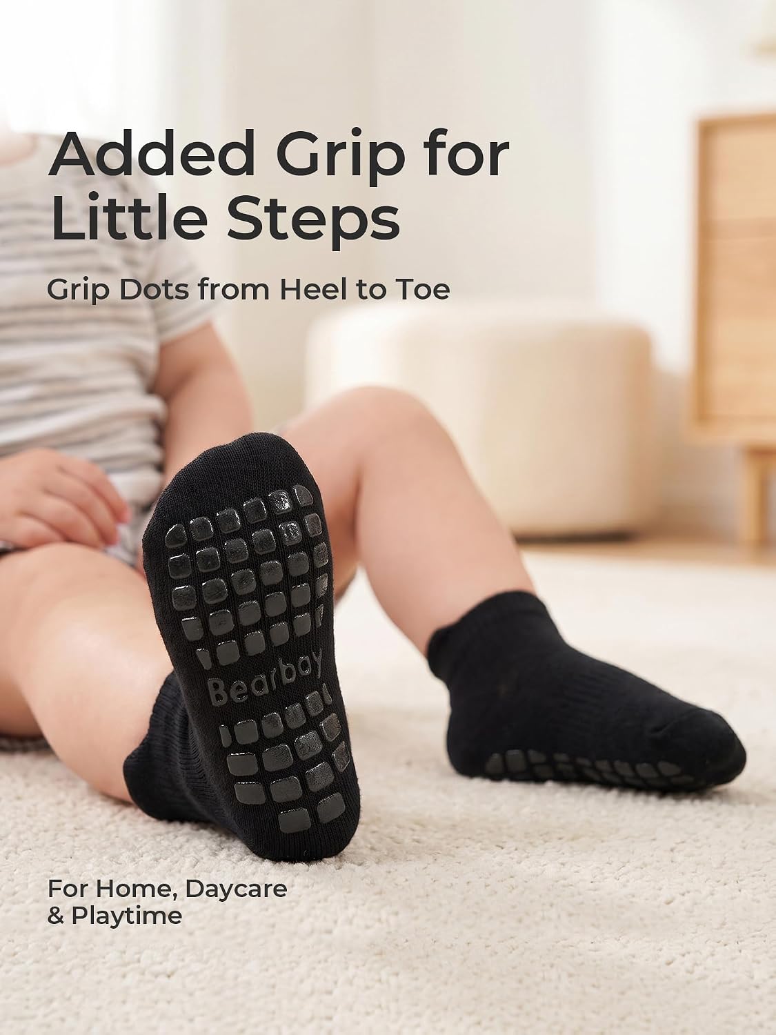 Detalle 2 de Bearbay Baby Non Slip Ankle Socks 9 Pairs