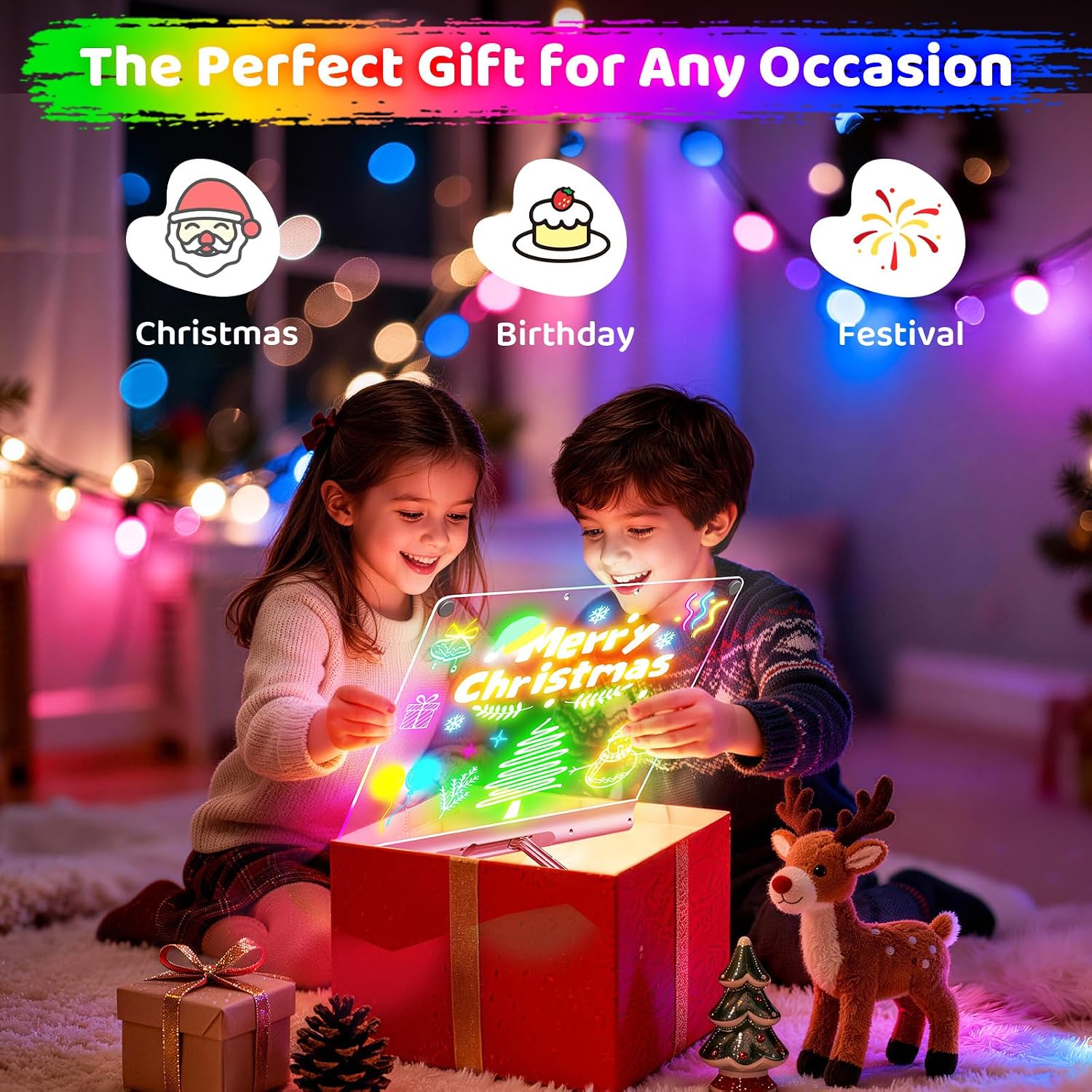 Detalle de 16” Rechargeable LED Drawing Board with 9-Color Light Modes and Built-in Stand
