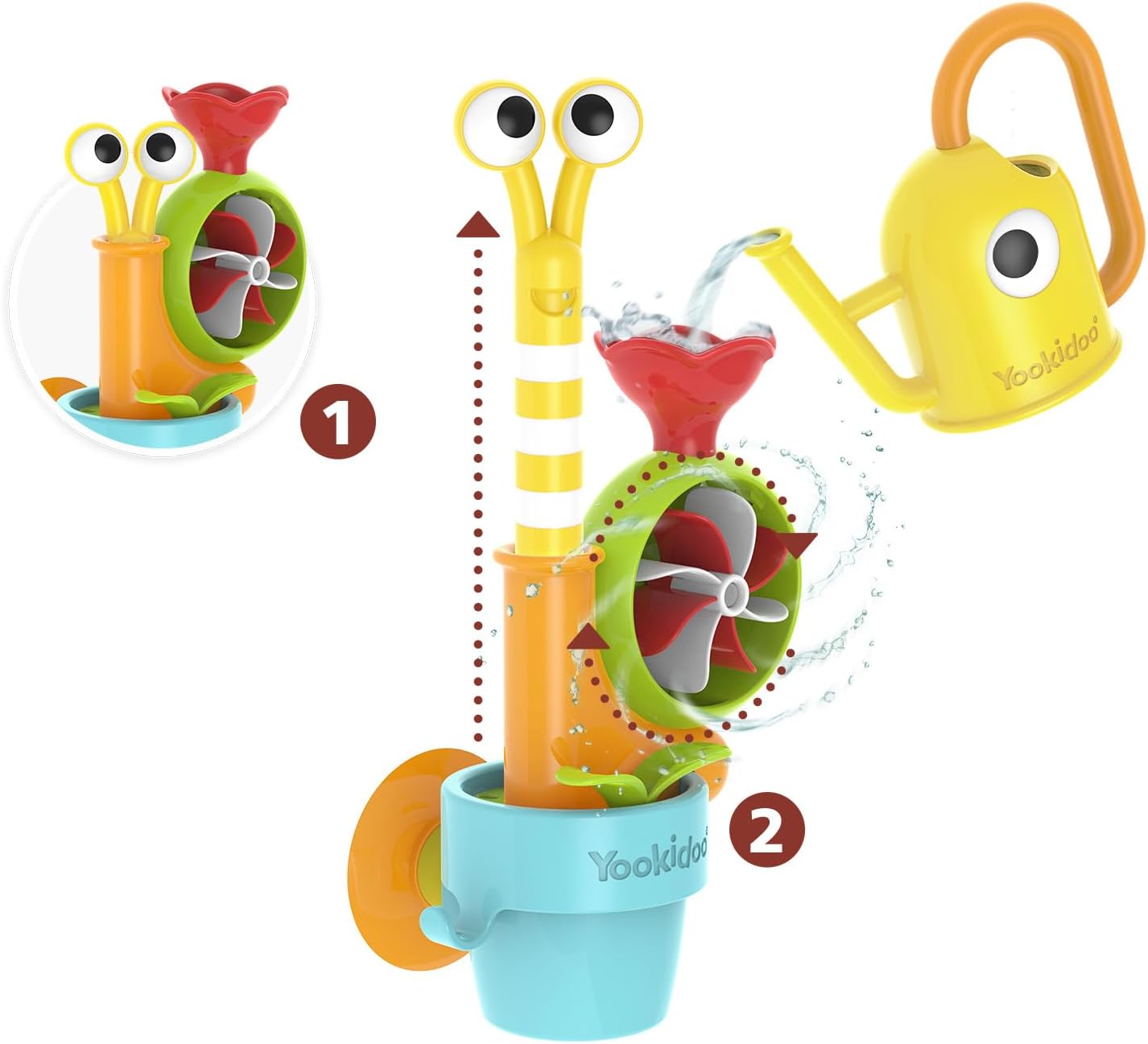 Thumbnail 2 de Yookidoo Pour 'N' Grow Pop Up Garden Adventure Set Bundle (Ages 1-3) – Snail, Flower & Watering Can for Bath Time