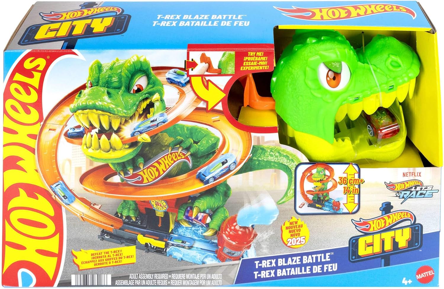 Thumbnail 6 de Hot Wheels City T-Rex Blaze Battle & 1:64 Scale Die-Cast Toy Car