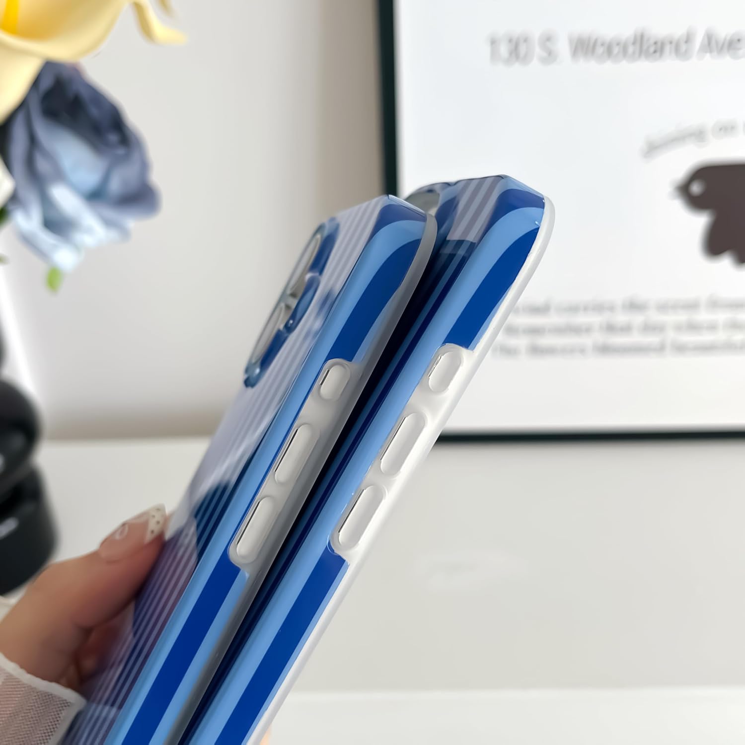 Detalle de SmoBea Hülle für iPhone 17 – Marineblau, Stripes, TPU mit IMD, stoßfest und schlank
