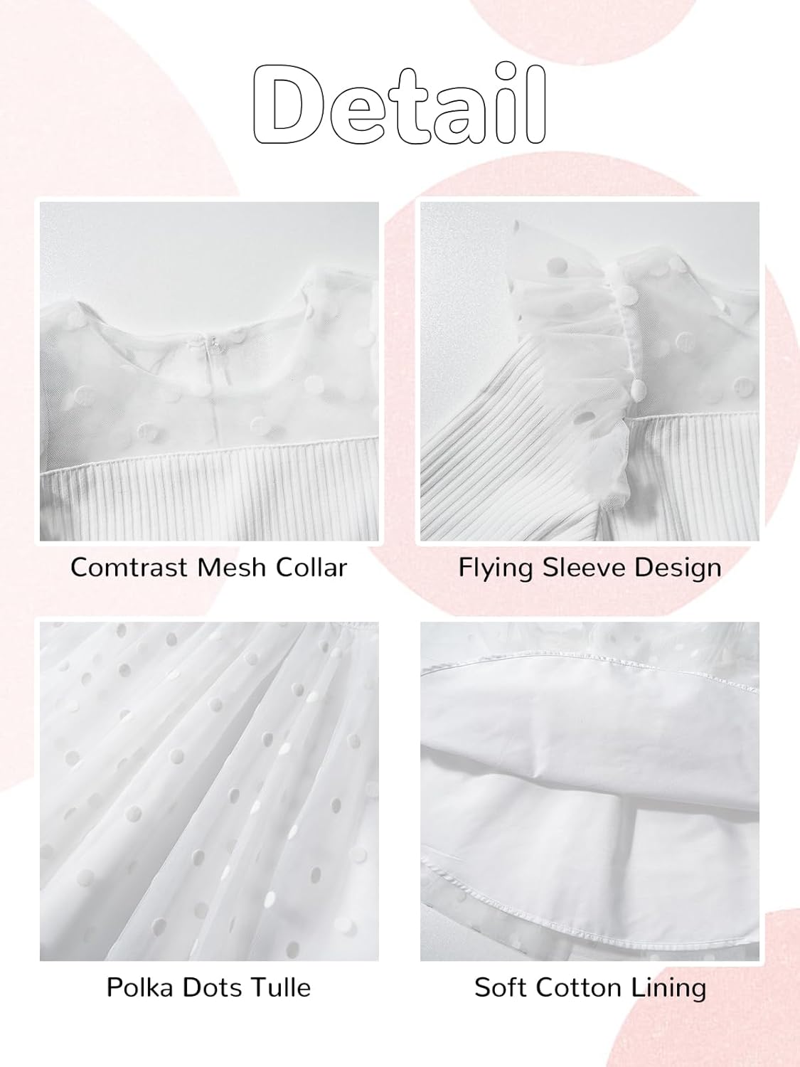 Thumbnail 4 de Miipat toddler girl dress with tulle long sleeves, polka dot skirt & ruffle top