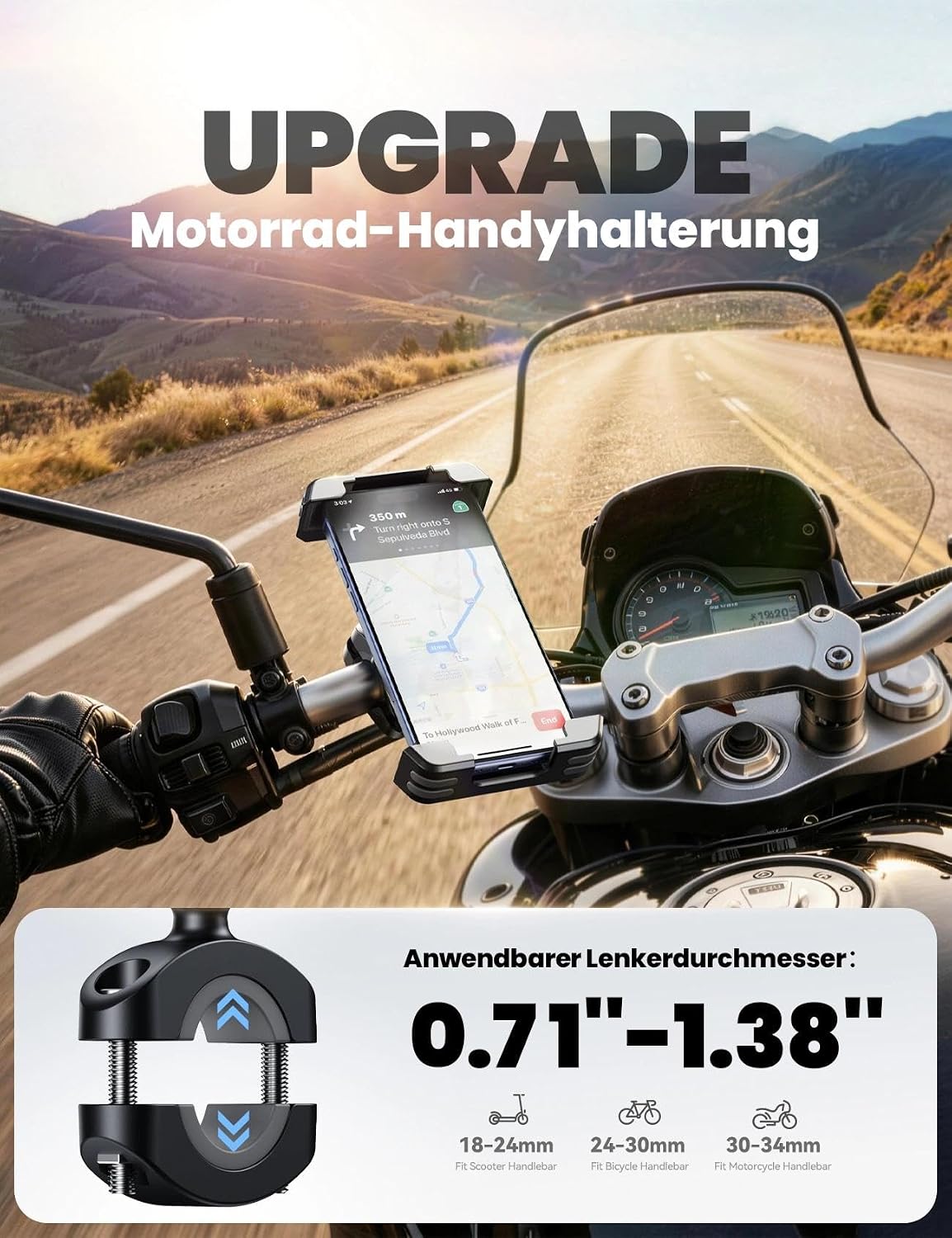 Thumbnail 6 de JOYROOM telefoonhouder voor fiets en motor met trackeropslag en 1S-snelvergrendeling