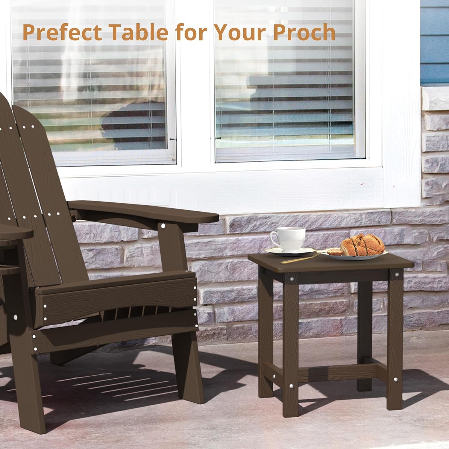 Thumbnail 4 de LUE BONA HDPS Outdoor Side Table, Dark Brown, 16.1-Inch