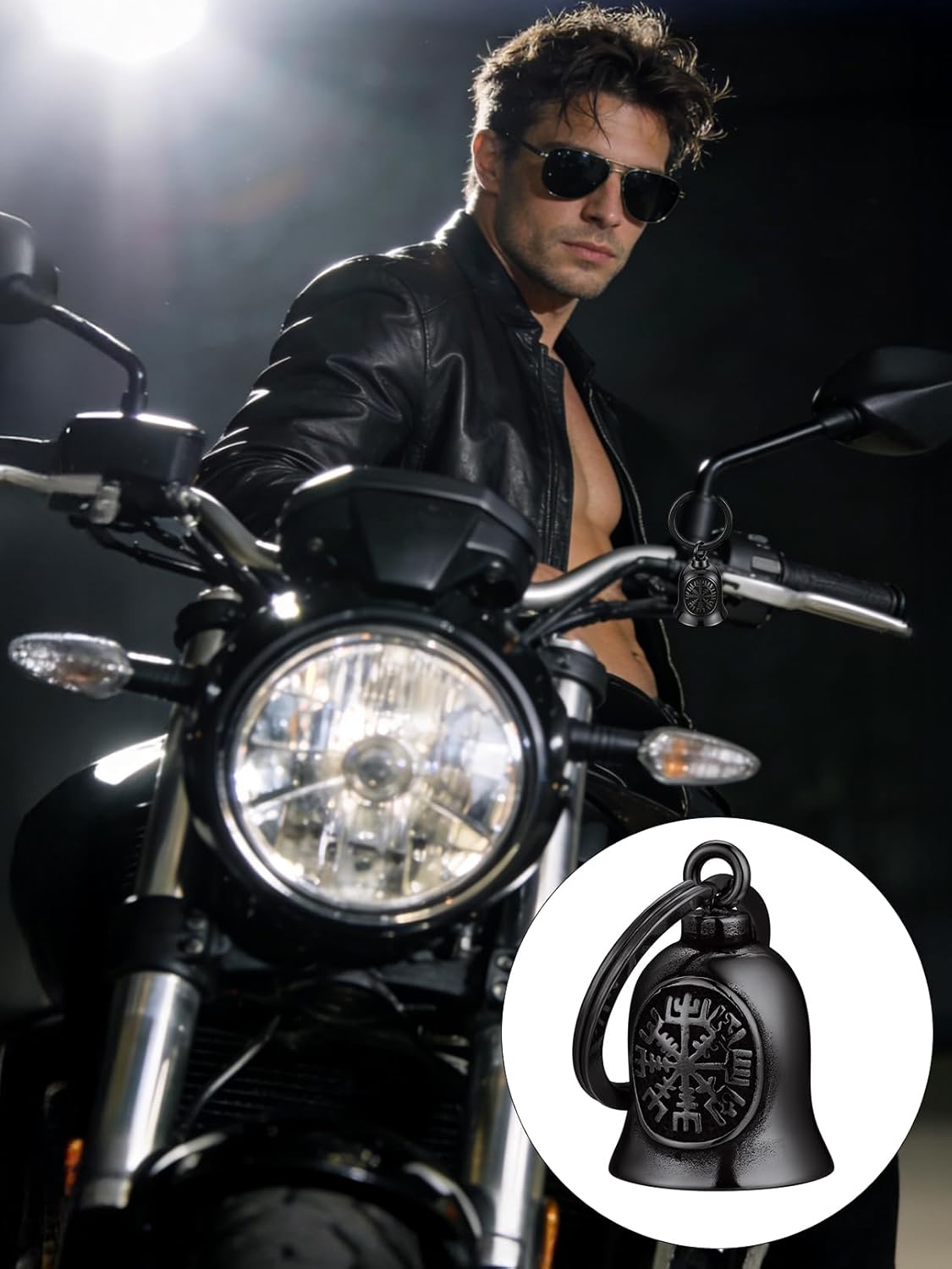 Thumbnail 1 de Bandmax Clochette Moto Porte Bonheur en Acier Inoxydable – Cloche Guardian Bell Ange/Viking/Celtique