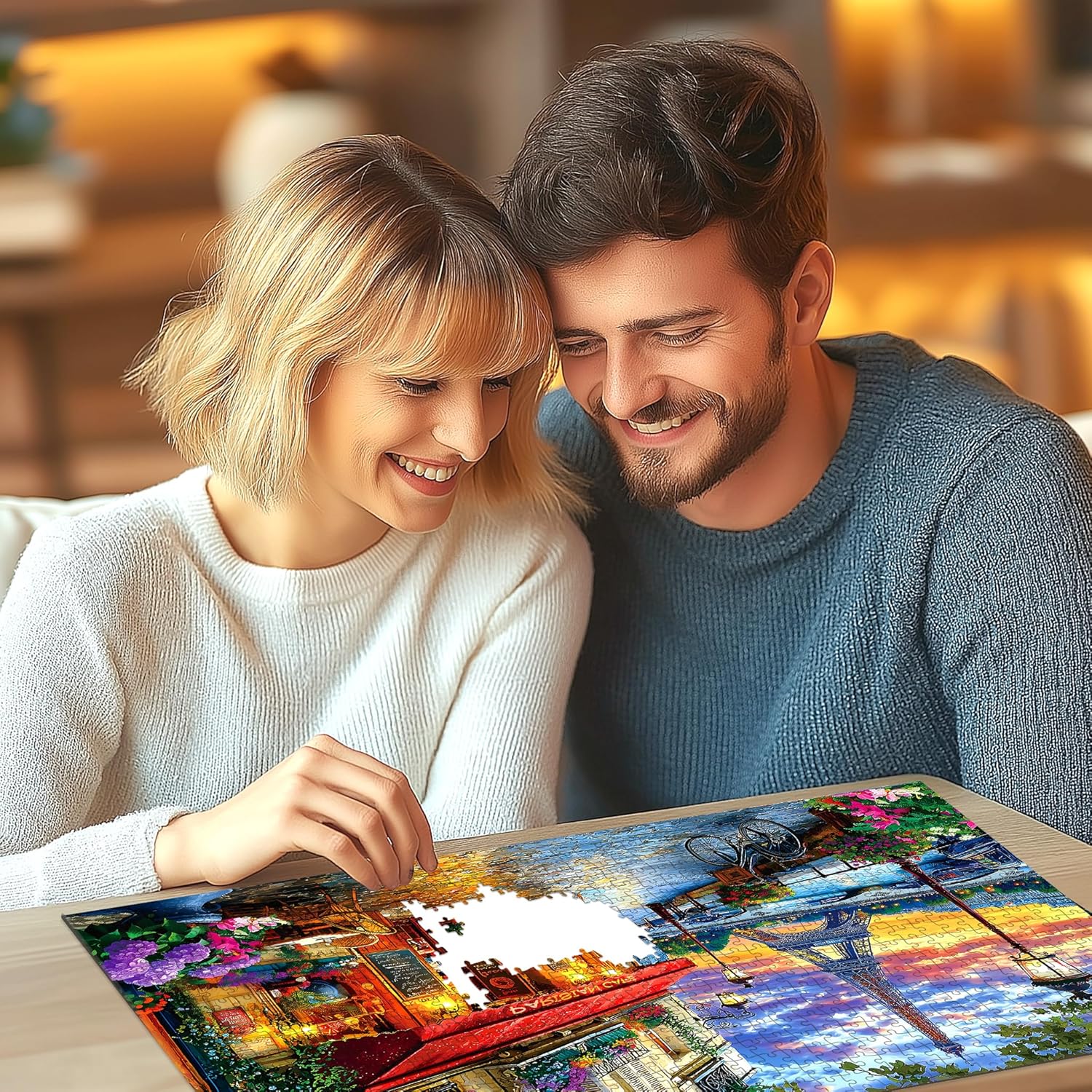 Thumbnail 4 de 1000-Piece Paris Twilight Jigsaw Puzzle for Adults (Eiffel Tower & Seine River) — 27.56 x 19.69 in Finished Size