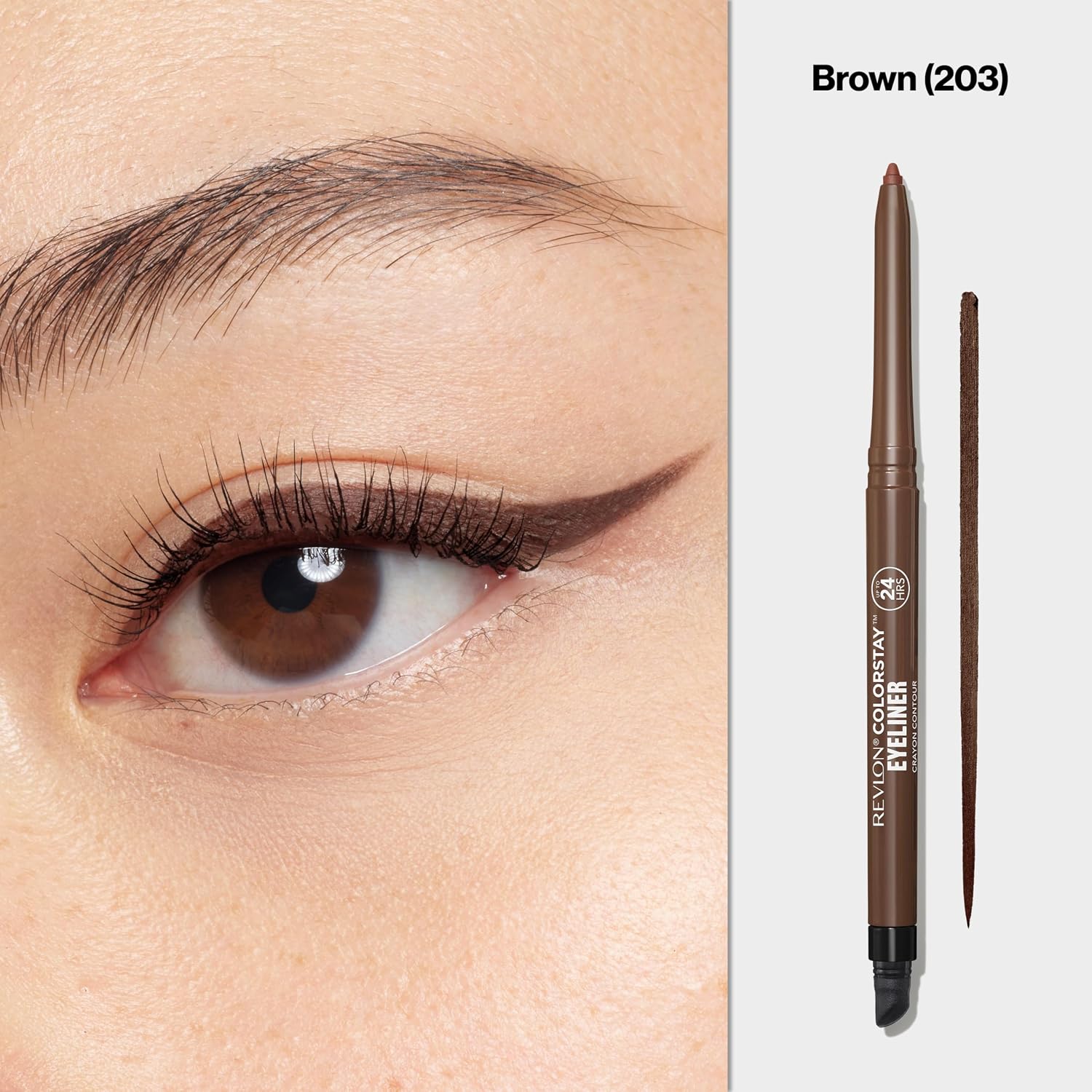Detalle 2 de Revlon ColorStay Waterproof Pencil Eyeliner, 203 Brown, Built-In Sharpener