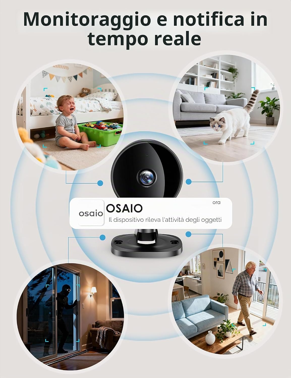 Thumbnail 2 de Surfola Telecamera Wi‑Fi Interno 1080P FHD con visione notturna, rilevamento AI e audio bidirezionale (4‑pack)