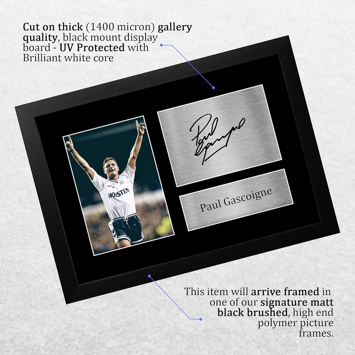Thumbnail 2 de HWC Trading A4 Framed Paul Gascoigne Spurs signed autograph picture – A4 FR, black matte frame