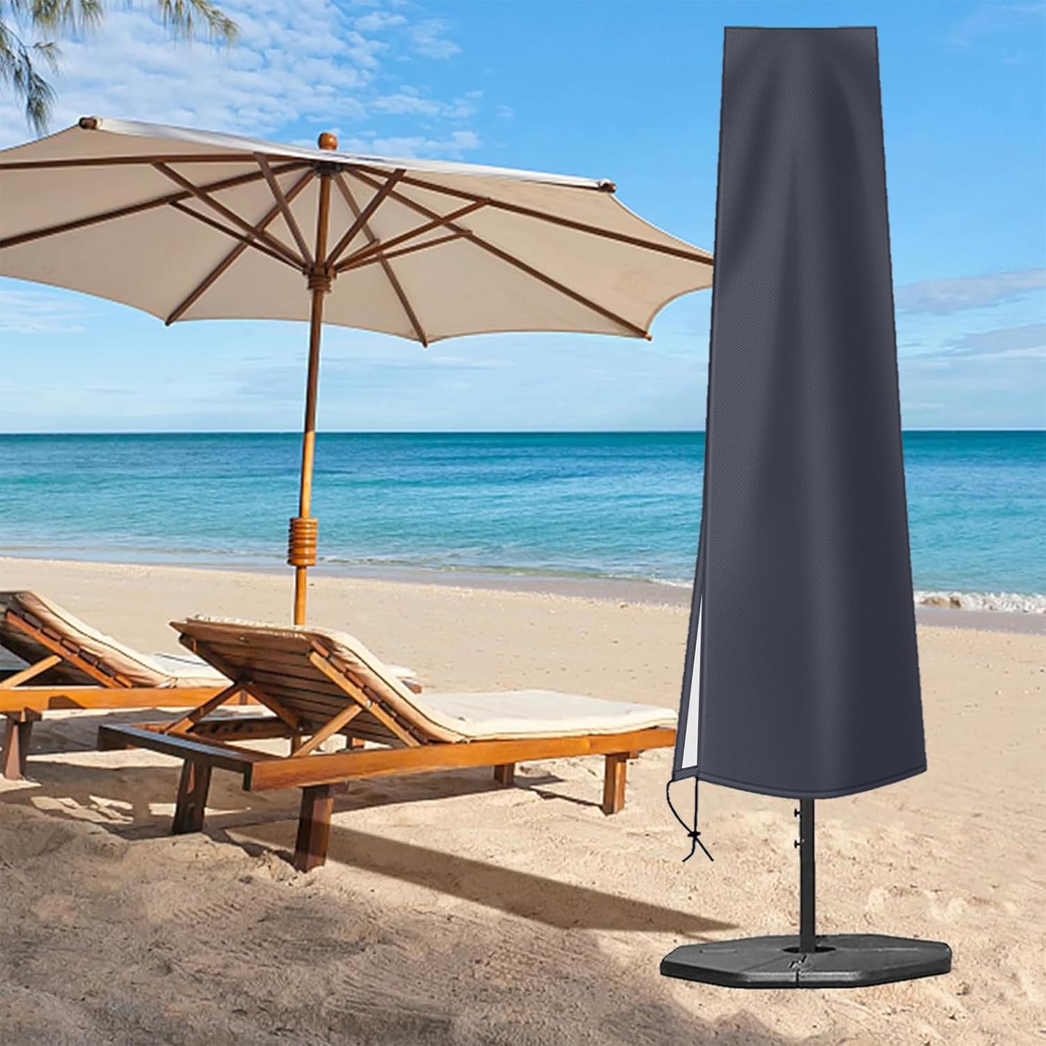 Thumbnail 6 de Parasol Cover Waterproof 600D – Heavy Duty Garden Parasol Cover for 2.5m–4m Umbrellas