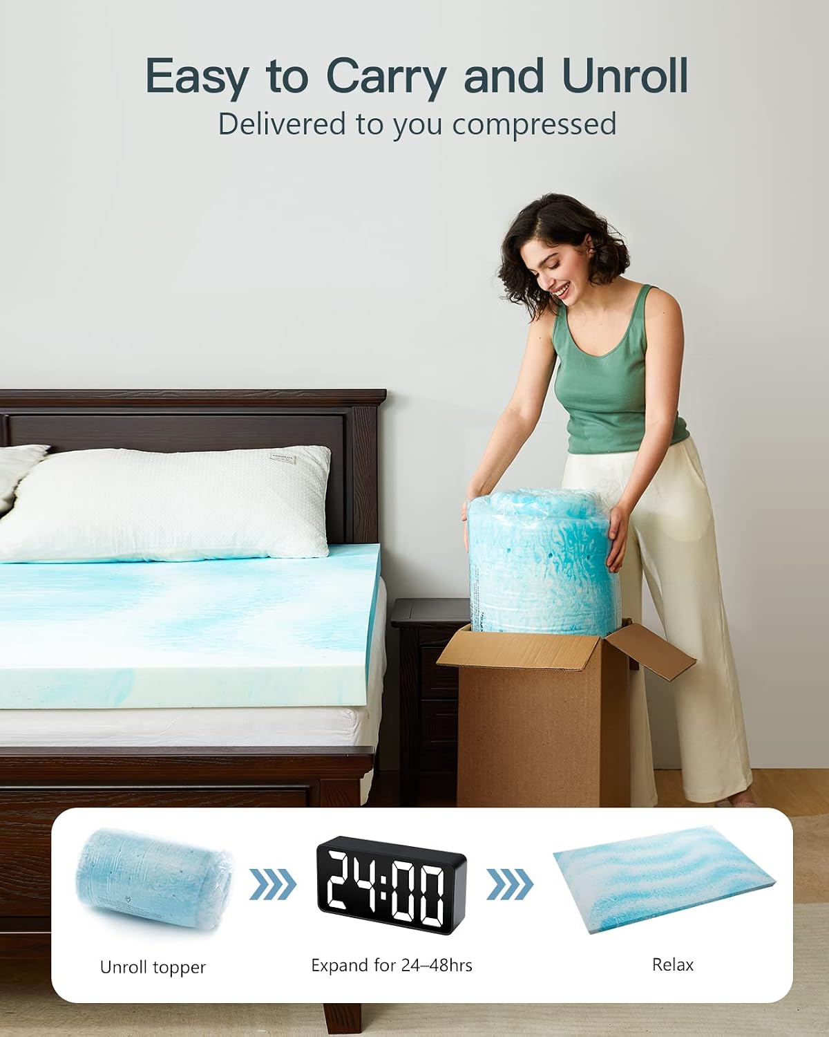 Thumbnail 5 de PERLECARE 3 Inch Twin XL Memory Foam Mattress Topper with Cooling Gel Infusion