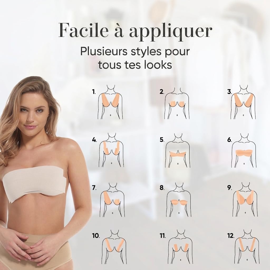 Detalle de Lillypads® Premium Boob Tape – Bande Adhésive Poitrine avec Cache-Tétons en Silicone