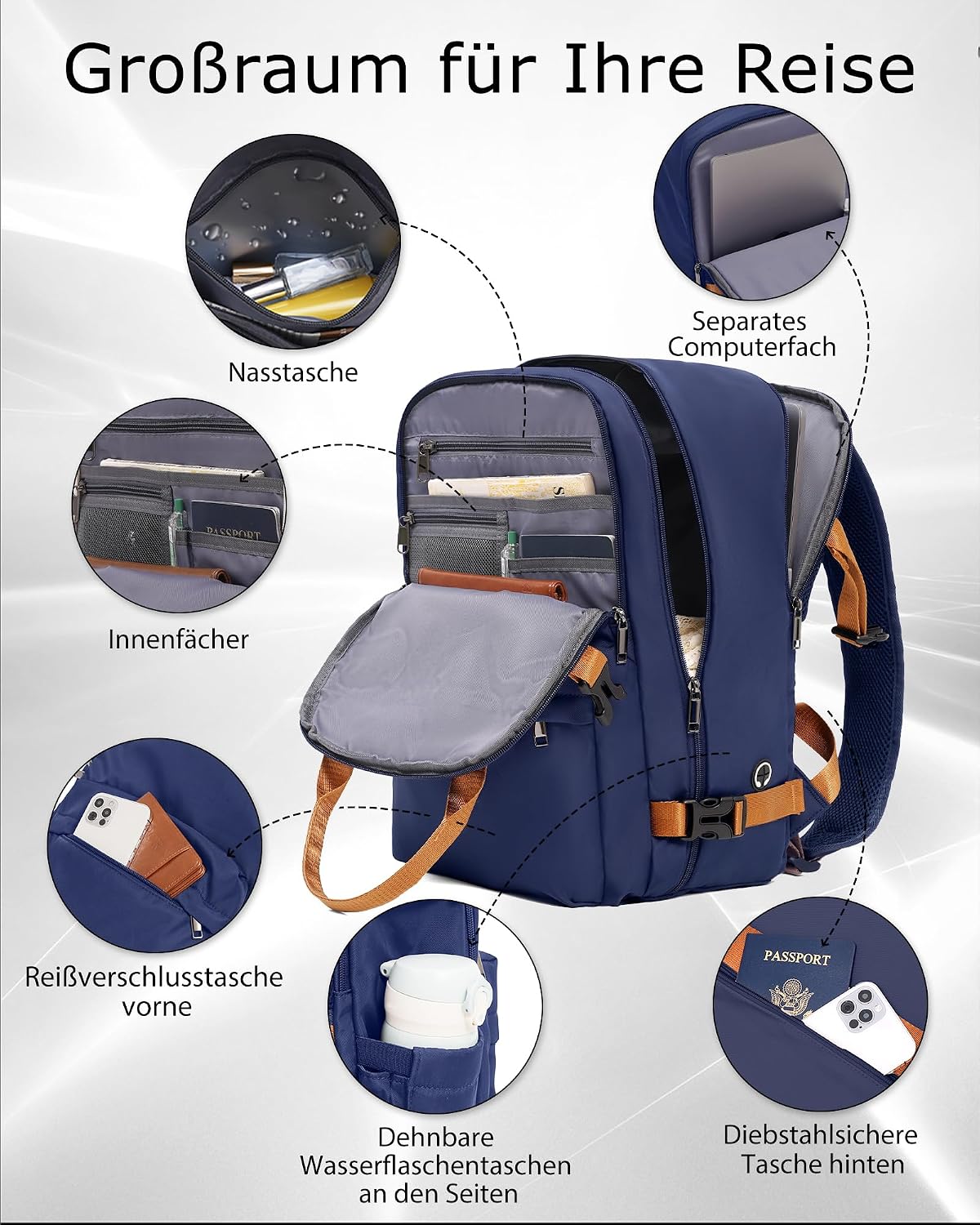 Thumbnail 4 de COOLIFE Vakuum Rucksack Handgepäck 45x36x20 cm – kompakter Begleiter für Flugreisen