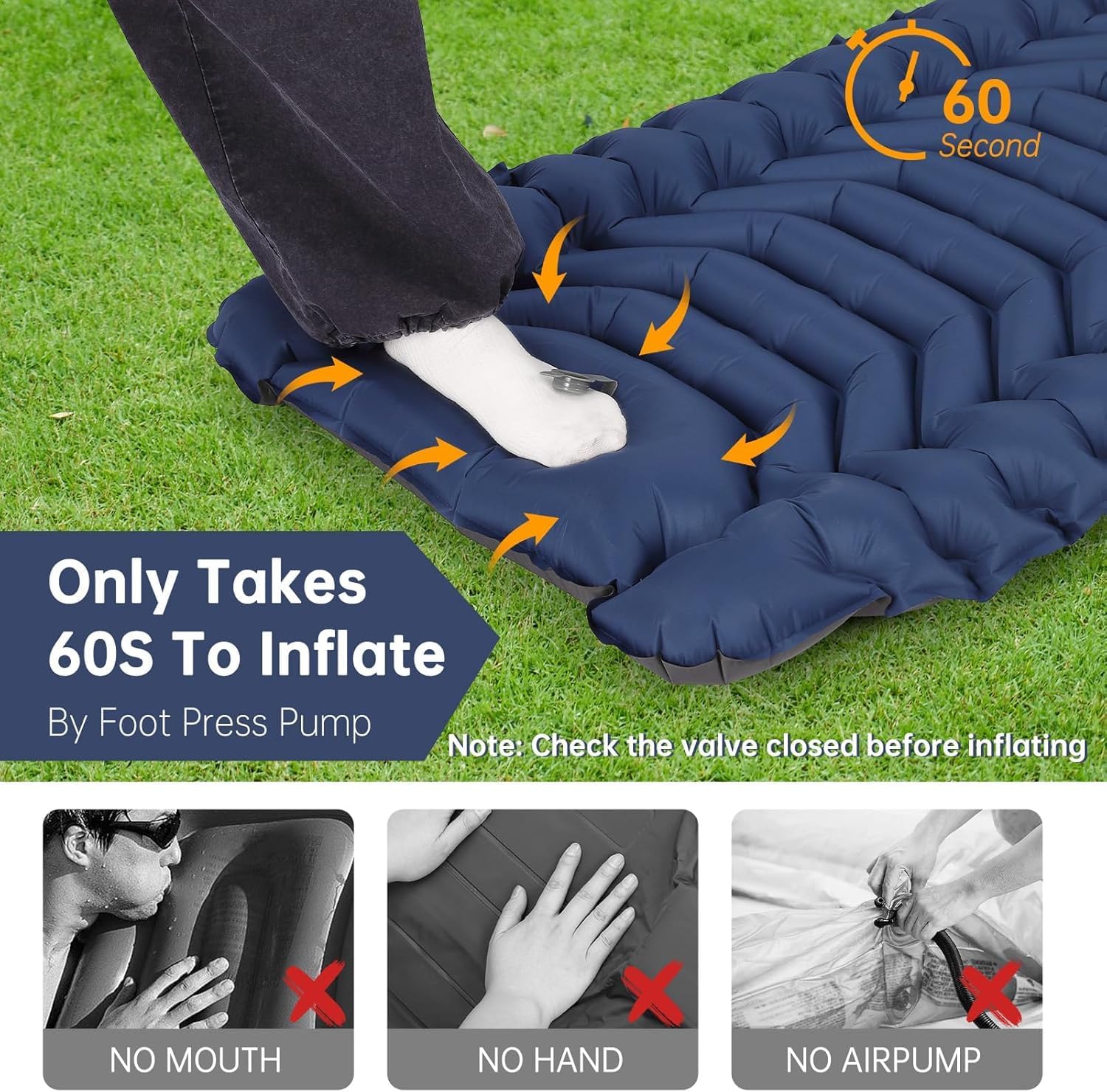 Thumbnail 2 de HAUSPROFI Inflating Sleeping Pad for Camping – UltraLight, Built-in Foot Pump, Waterproof & Compact