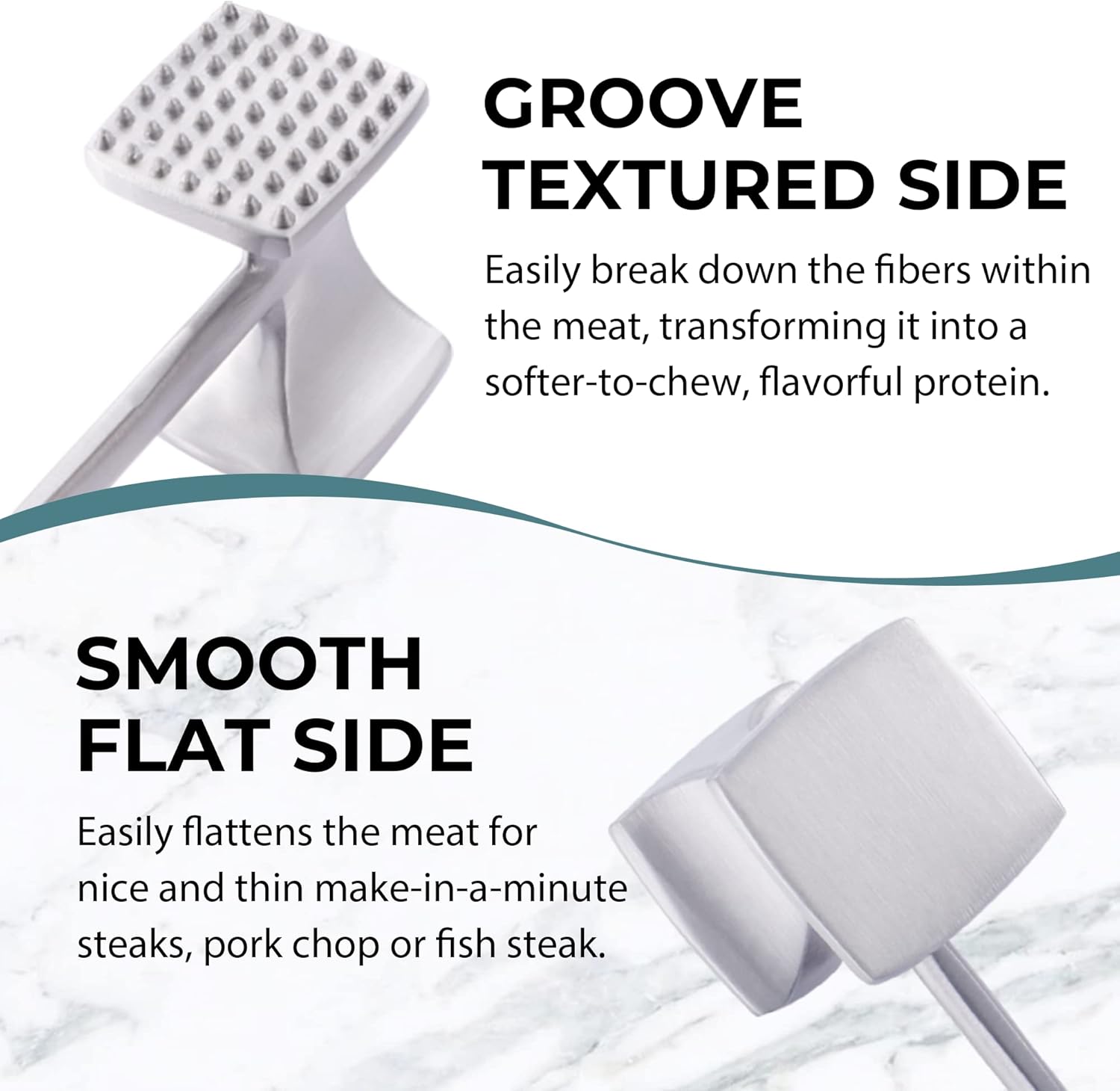 Detalle de KITEXPERT Meat Tenderizer Hammer with Comfortable-Grip Handle (Dual-Side Mallet)