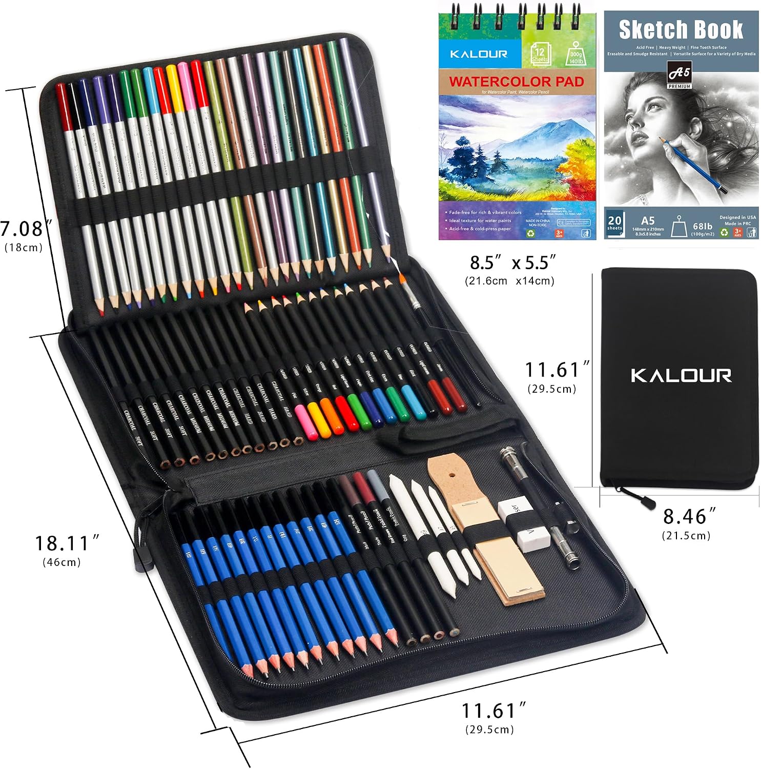 Thumbnail 6 de KALOUR 76 Kit di Disegno e Schizzo: set completo con taccuino, carta acquerello e tutorial