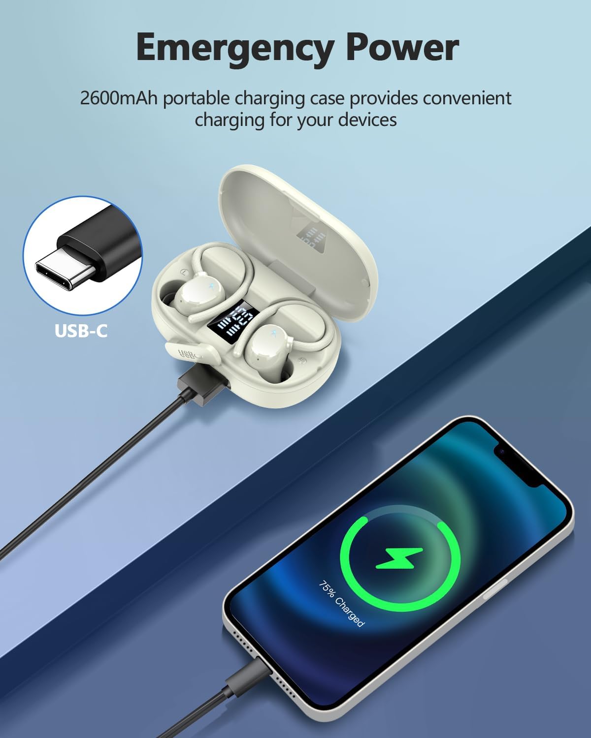 Detalle de Lekaby Bluetooth Sport-Kopfhörer „2026“ In-Ear mit Bluetooth 5.3, HD-Mikro, IP7 und Ohrhaken