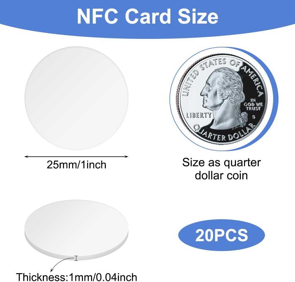 Thumbnail 1 de OFFCUP NTAG215 NFC-tags, 20 stuks met 504 byte en zelfklevende achterkant