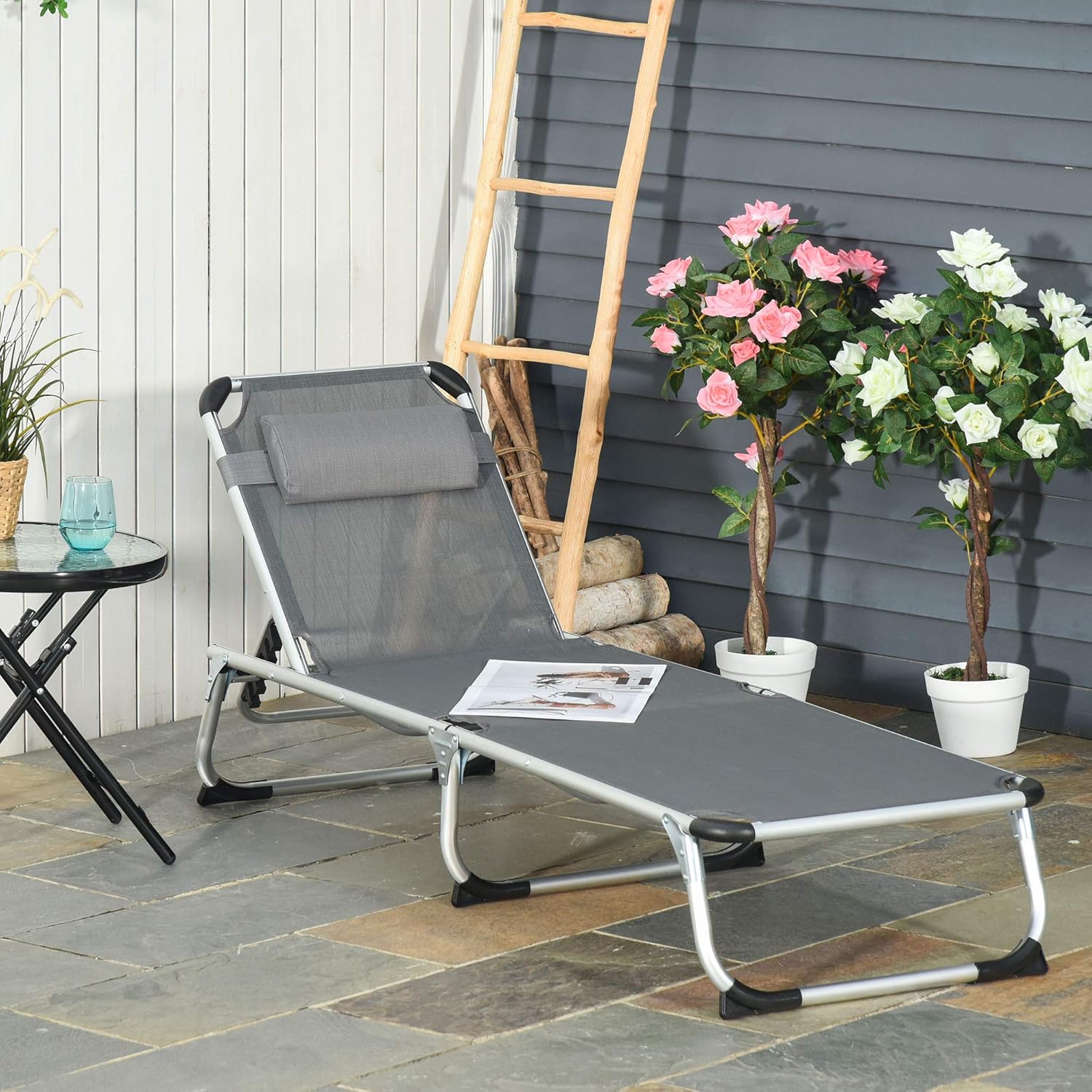 Thumbnail 1 de Outsunny Chaise longue pliable 165x60x76 cm