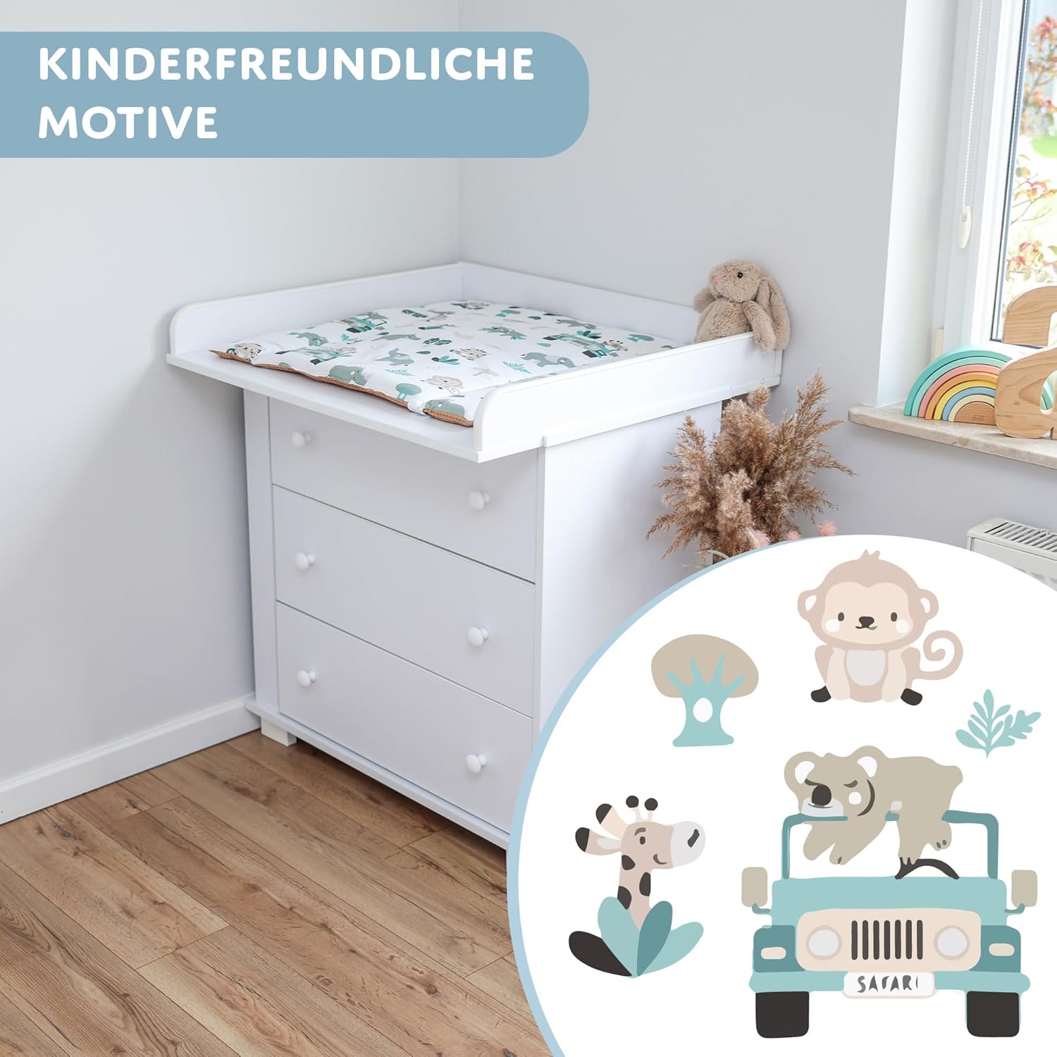 Thumbnail 4 de Totsy Baby Table à langer pour bébé 75x72 cm avec matelas pliable imperméable en coton (lavable) pour commode Hemnes ou Malm