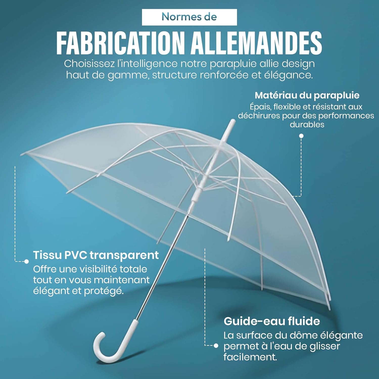Thumbnail 1 de GOODS+GADGETS Parapluie transparent The Fashion-Highlight (parapluie blanc en bâton)