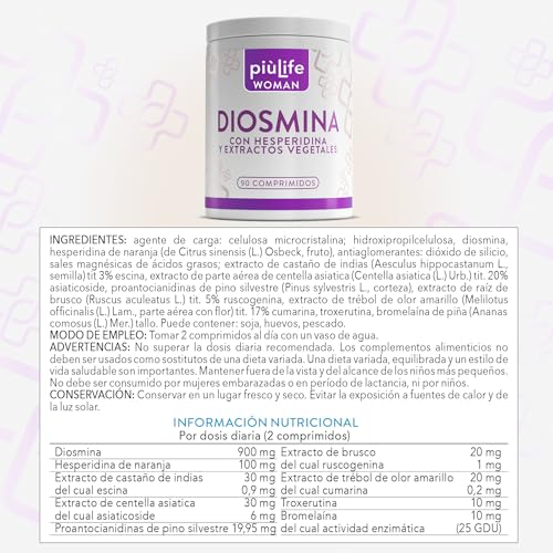 Thumbnail 6 de Diosmina Hesperidina PiùLife 1000 mg – 90 comprimidos