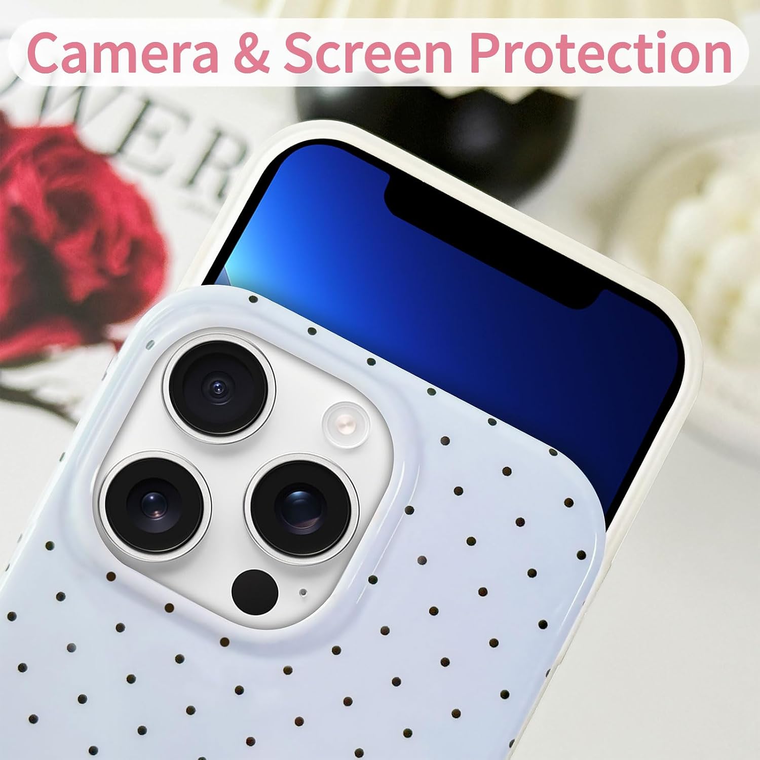 Thumbnail 2 de Hython iPhone 13 Pro Case, Blue Polka-Dot Soft TPU Slim Cover