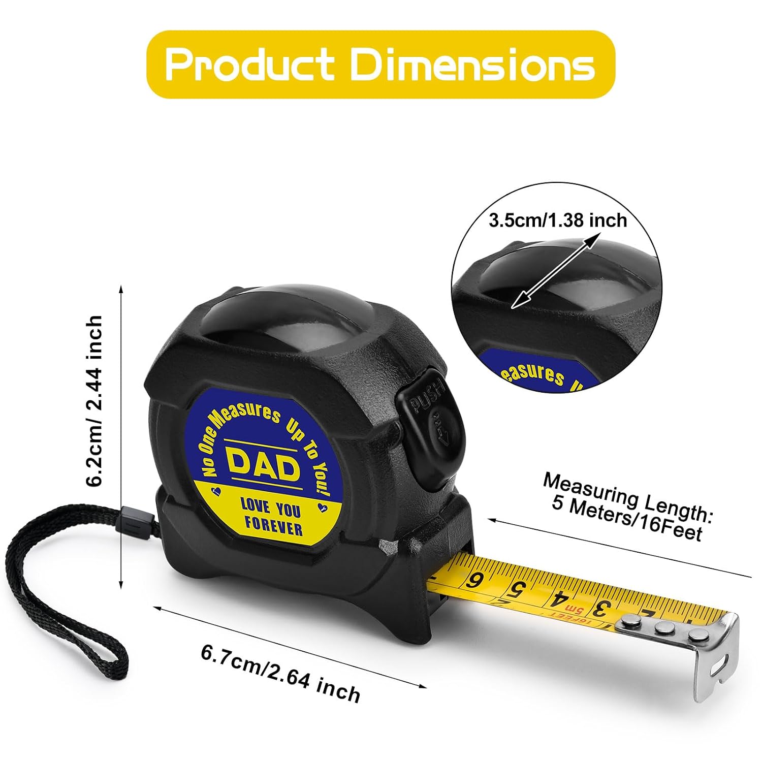 Detalle 2 de Fathers Day Dad Gifts: 5M/16FT Tape Measure in Compact Shell