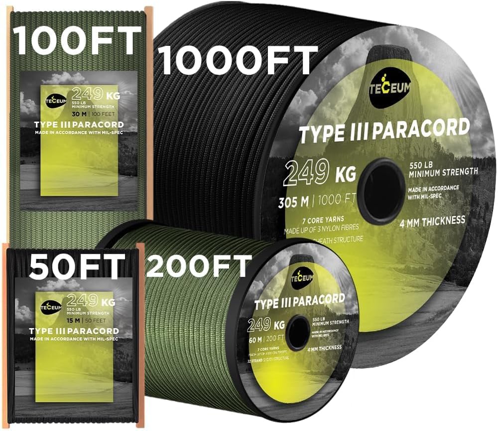 TECEUM Paracord Type III 550 30 m, 4 mm 🪢