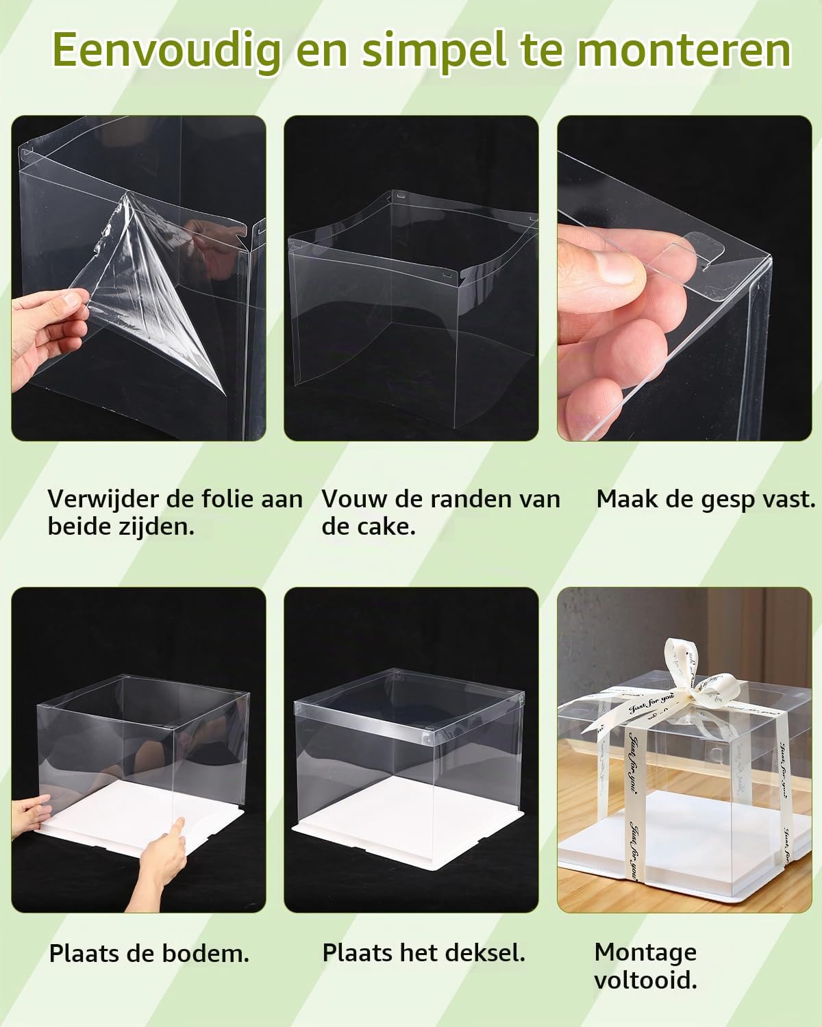 Detalle 2 de Azyvum transparante taartdozen, 2 stuks voor 8-inch taarten