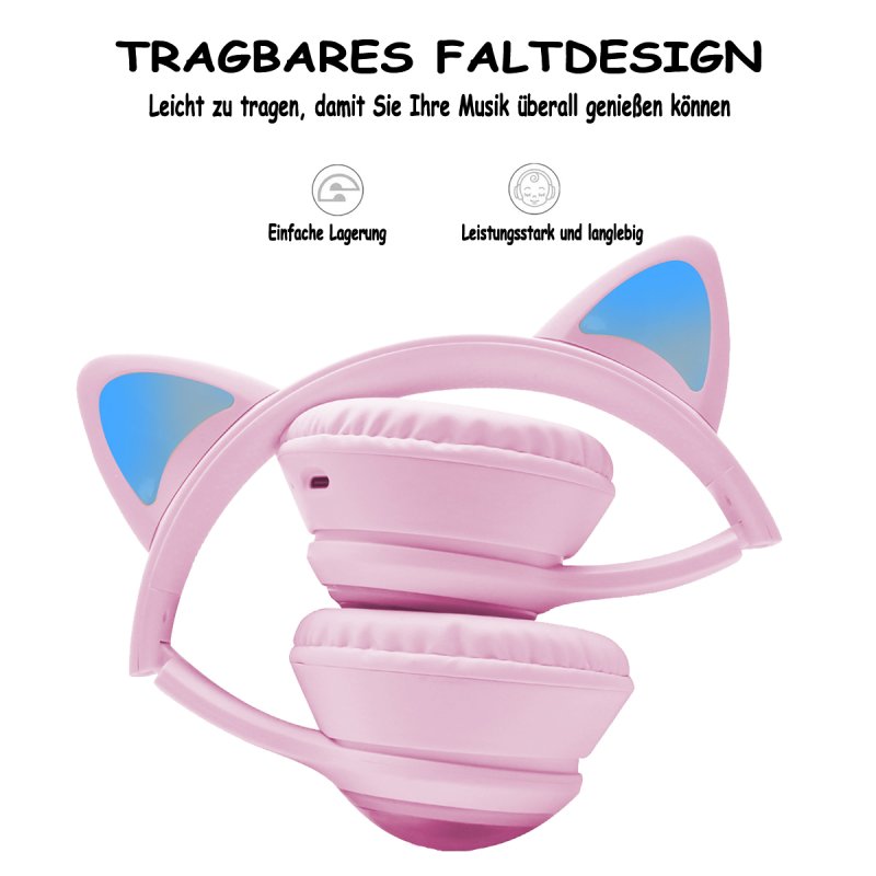 Detalle 2 de Kinsi AKZ-02 Auriculares inalámbricos orejas de gato RGB