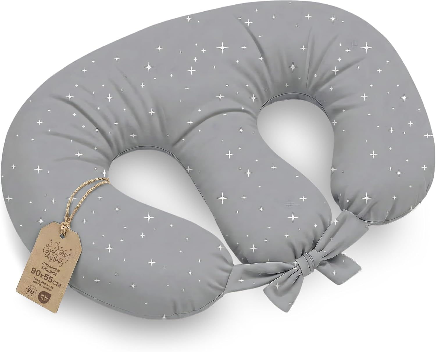 Totsy Baby Cuscino allattamento gemellare ergonomico 90x50 cm (Oeko-Tex Galassia) per allattare in tandem e posizionare i neonati