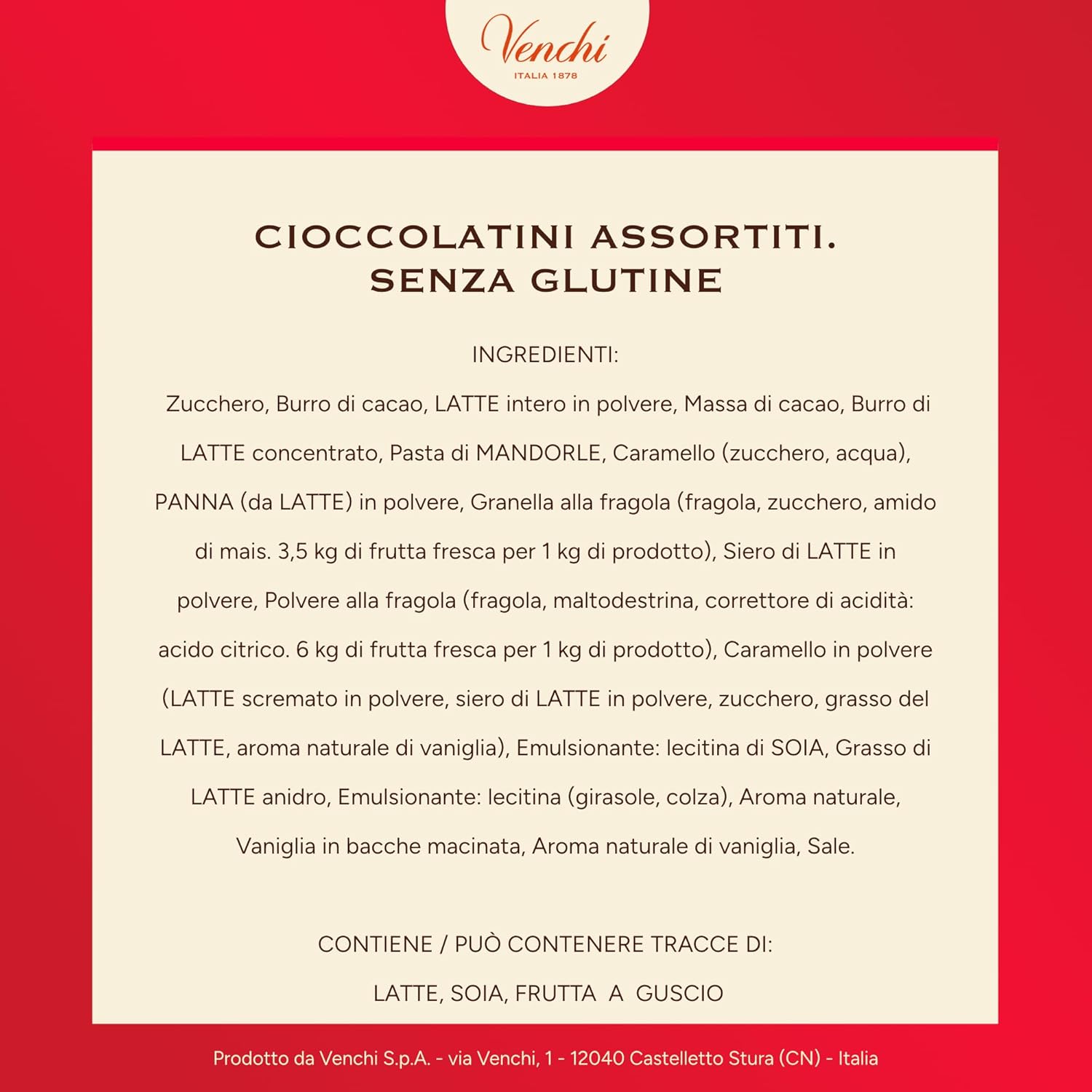 Detalle de Venchi Cappelliera con 16 Cioccolatini Assortiti, 200 g – senza glutine e senza coloranti