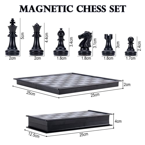 Detalle de Jeu d'échecs Magnétique Pliable Carehabi – Plateau portable 25x25 cm, noir et blanc