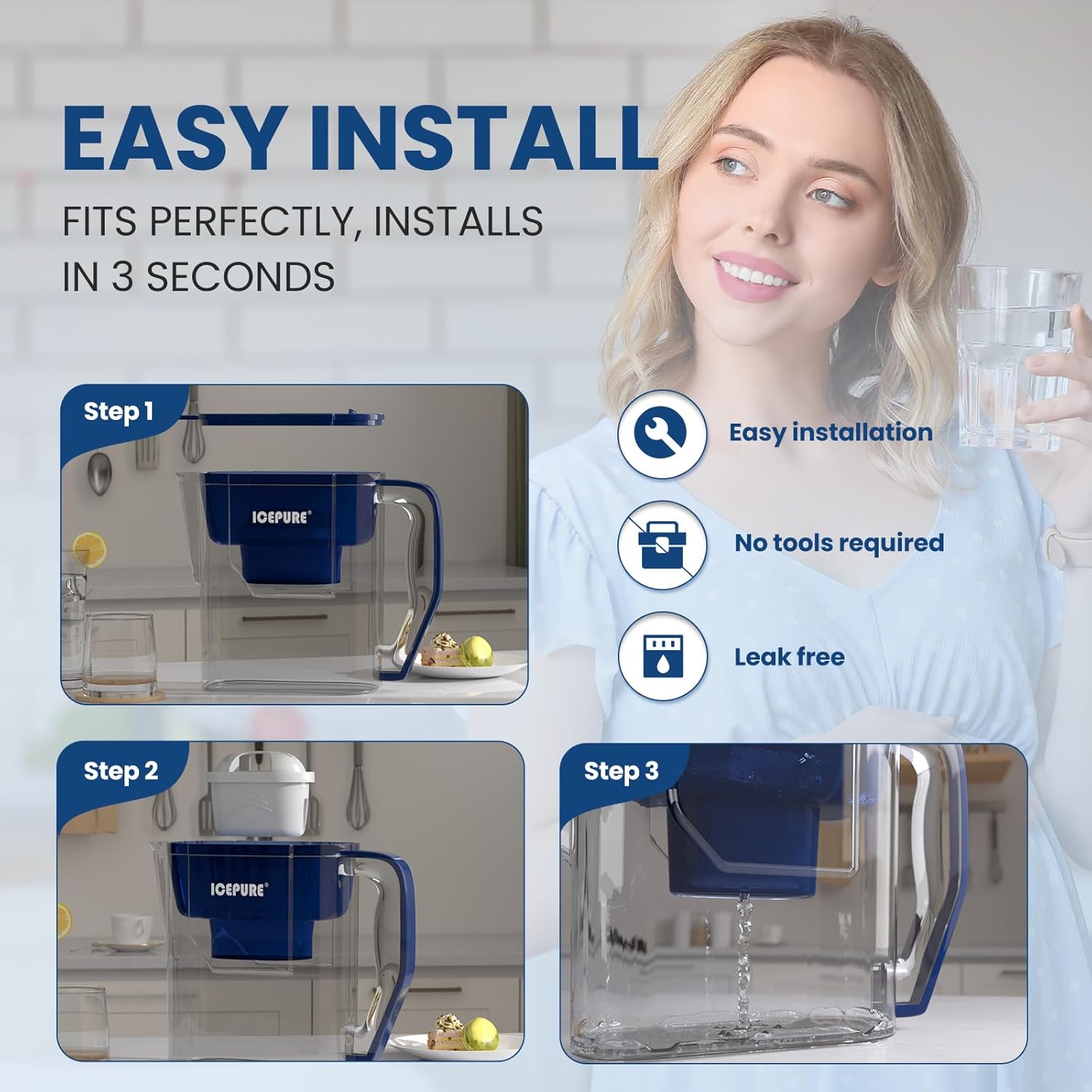 Thumbnail 6 de Golden ICEPURE water filter cartridges (6 pack) compatible with Brita Maxtra+ / Maxtra Pro and more