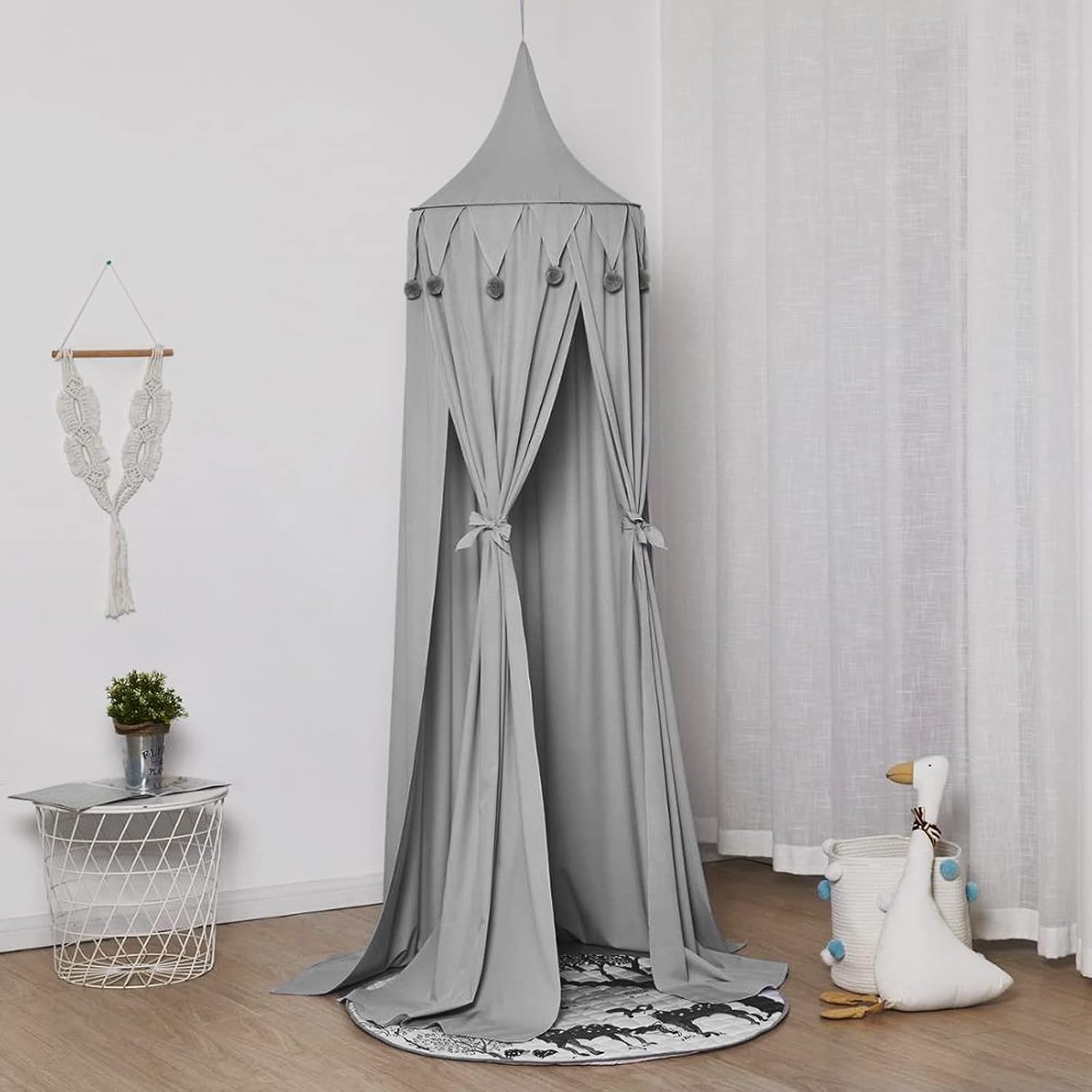 Thumbnail 5 de Dyna-Living Children’s Bed Canopy (Round Dome Hanging Curtain) – Grey