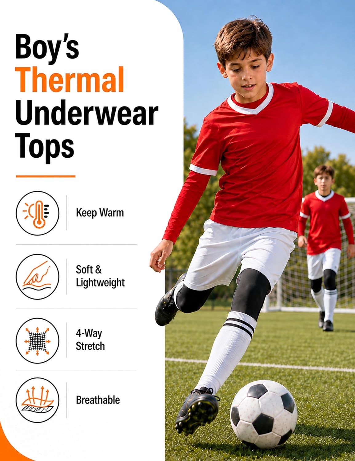 Detalle 2 de Roadbox Boys' Thermal Compression Shirt with Fleece Lining