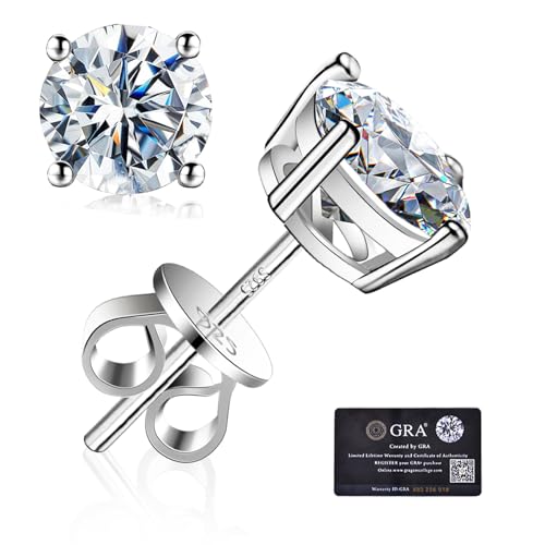 Detalle de Kosuwo Moissanite Stud Earrings 2.0CT in 18K White Gold Plating on S925 Silver — DF Color, VVS1, 1.0ct Each (Men & Women)