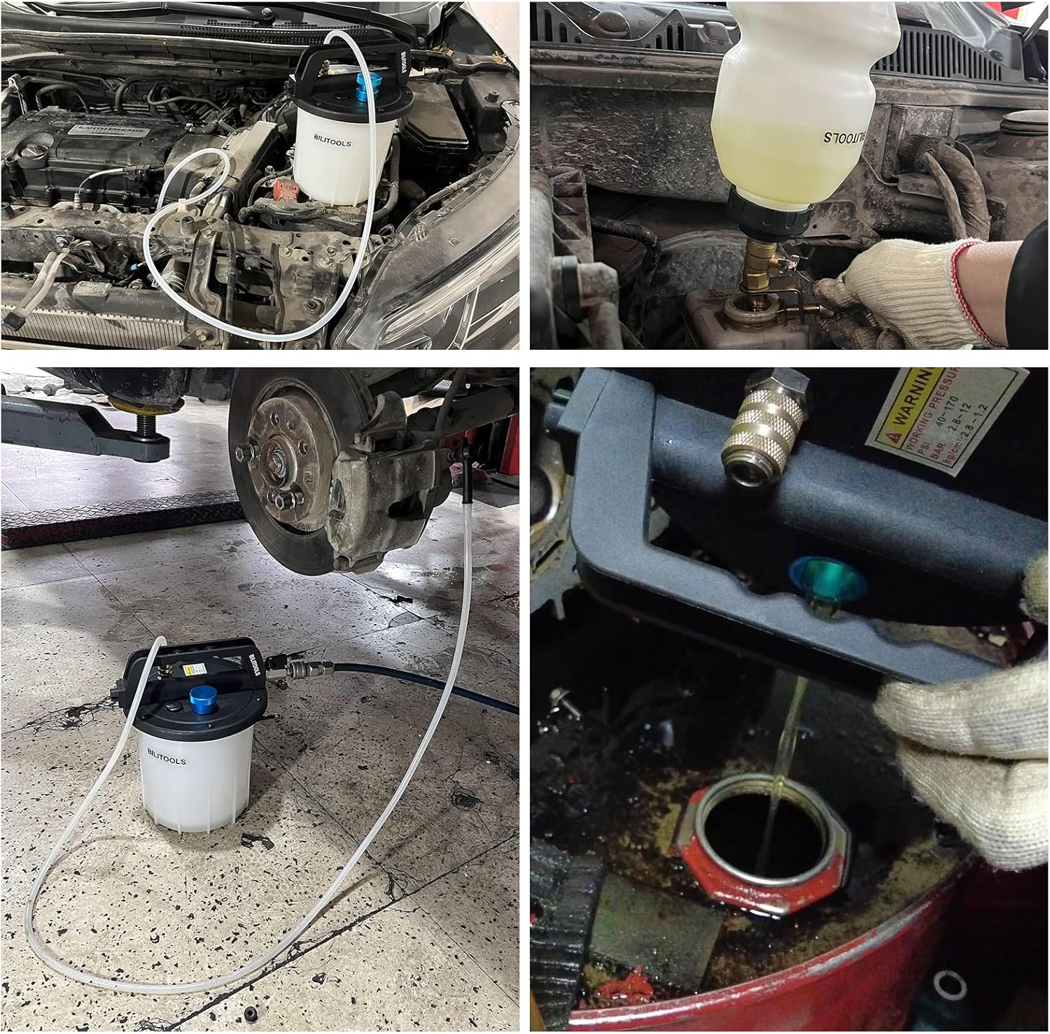 Detalle de BILITOOLS 3L Bremsenentlüftungsgerät Set – inkl. 1L Nachfüllflasche, Profi Bremsflüssigkeitswechsel für Auto und Motorrad
