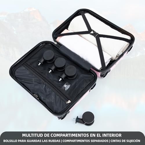 Thumbnail 4 de RAYKONG Maleta de cabina de ABS 40x30x20 cm (24 L) con ruedas desmontables y cerradura de combinación – Rosa claro