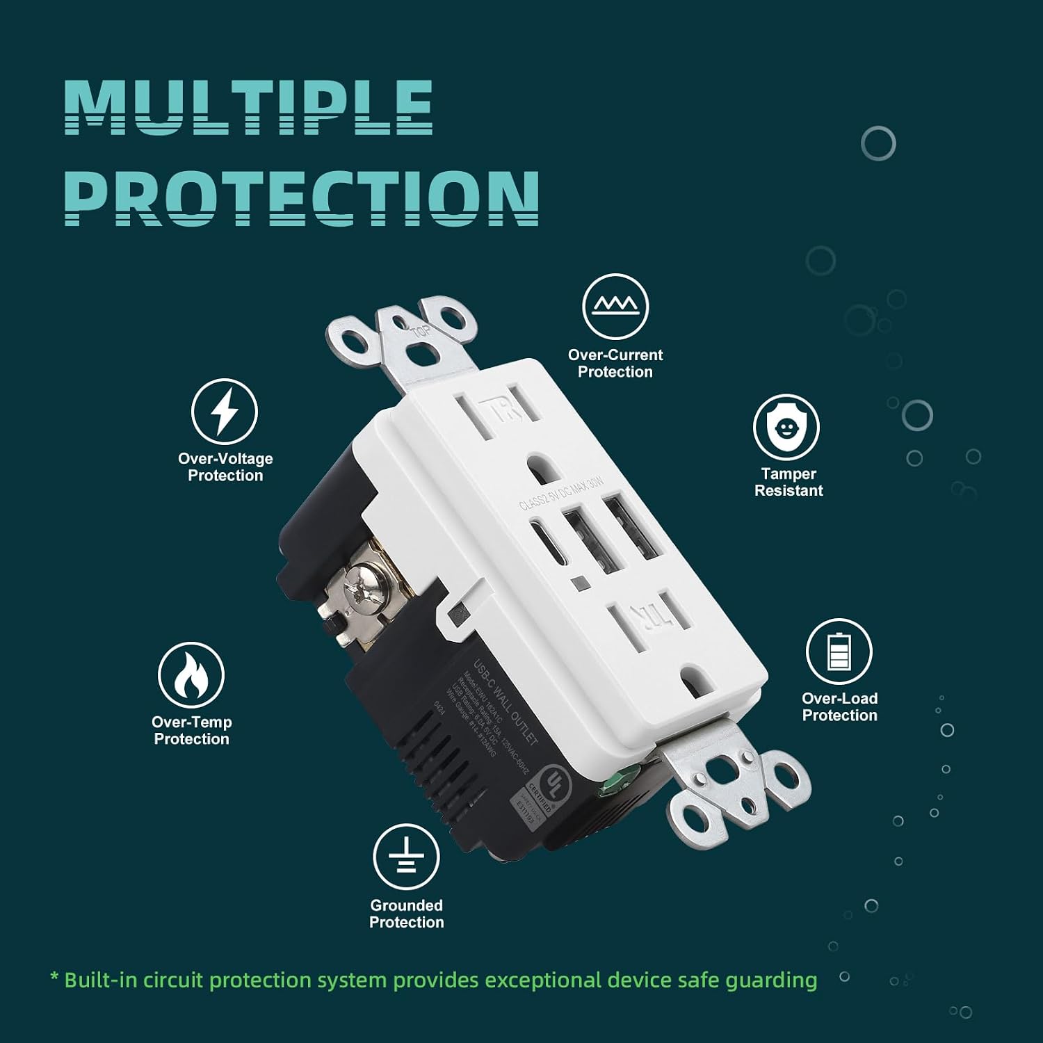 Detalle de TOPELER USB wall outlet 30W
