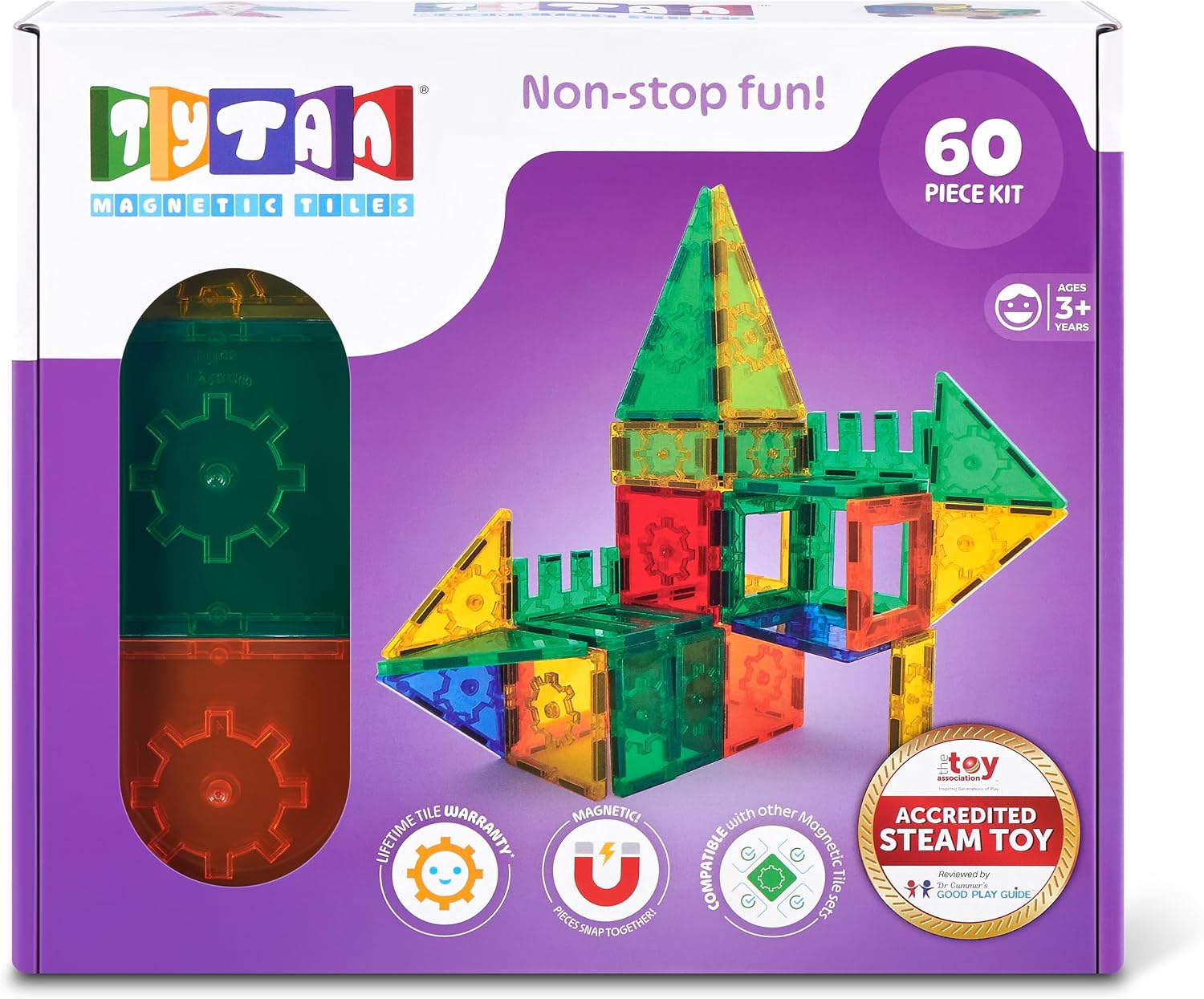 Detalle 2 de ZURU Magnetic Tile Building Set, 60-Piece