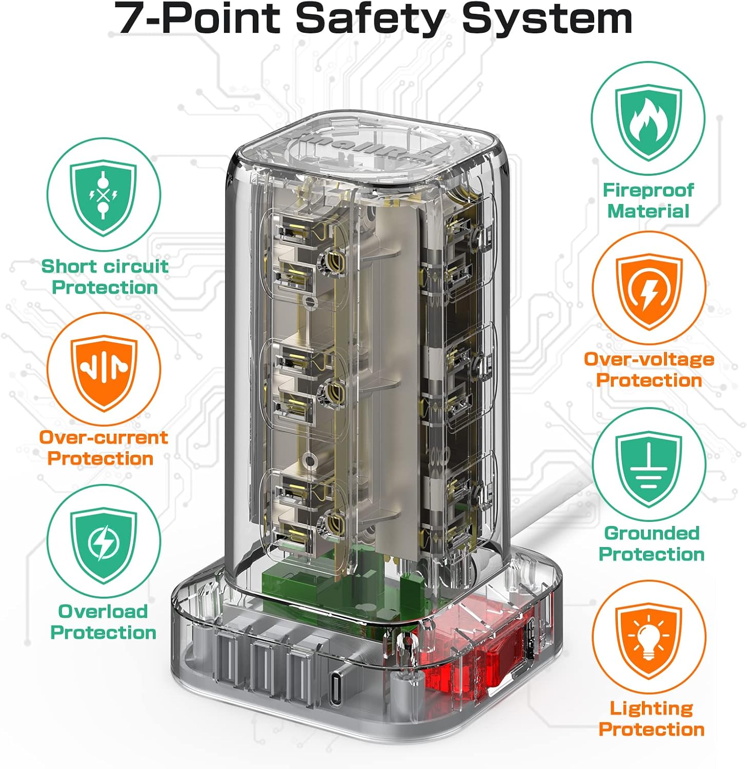 Thumbnail 2 de Surge Protector Power Strip Tower 6.5 ft with 12 AC
