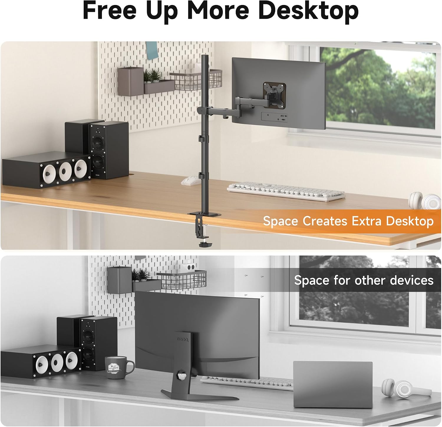Detalle 2 de Bracwiser MD7821 Monitorarm mit stufenlos einstellbarer Stehhöhe (800 mm) für 13–32" Bildschirme, VESA 75/100