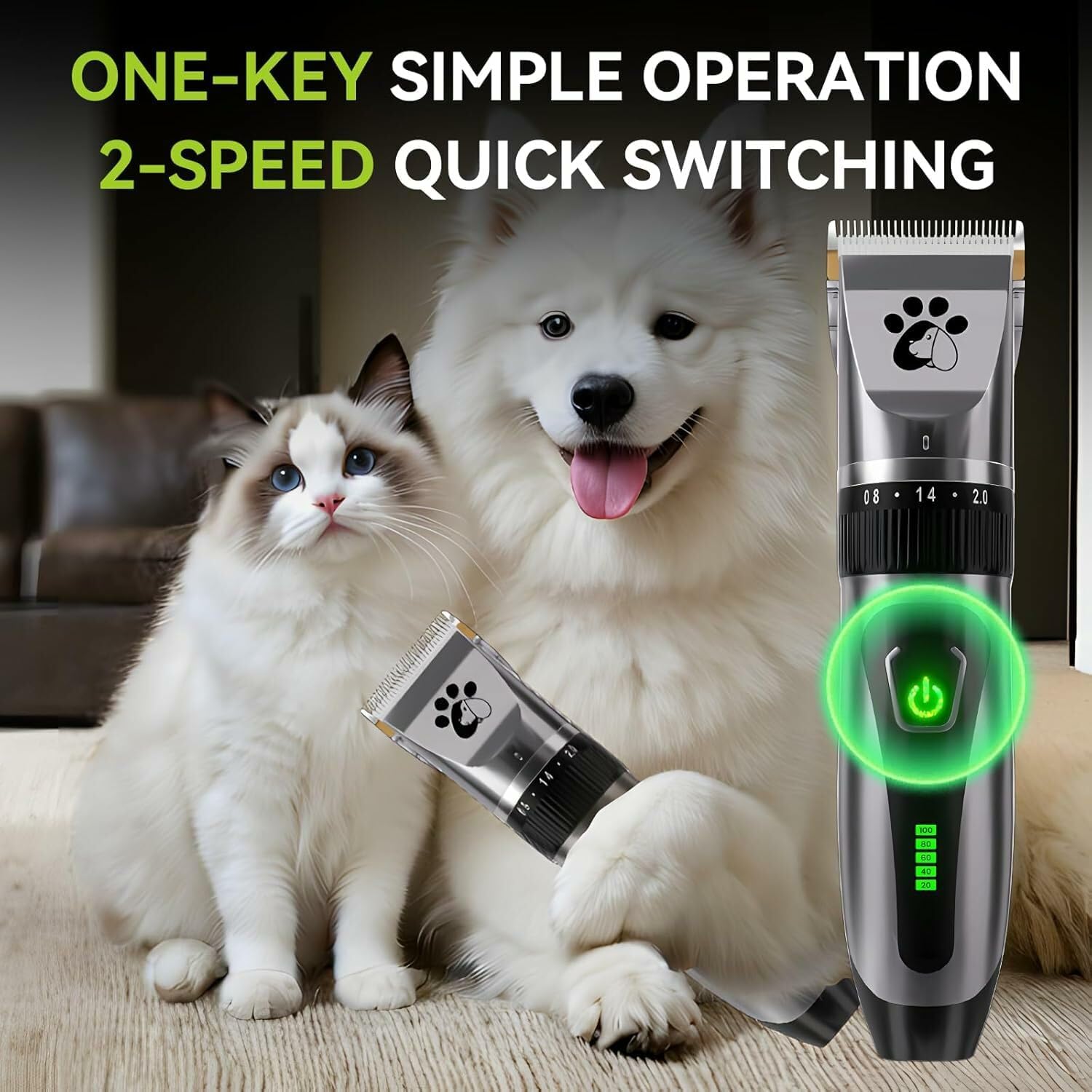 Detalle 2 de Professional Cordless Dog Clippers 2‑Speed