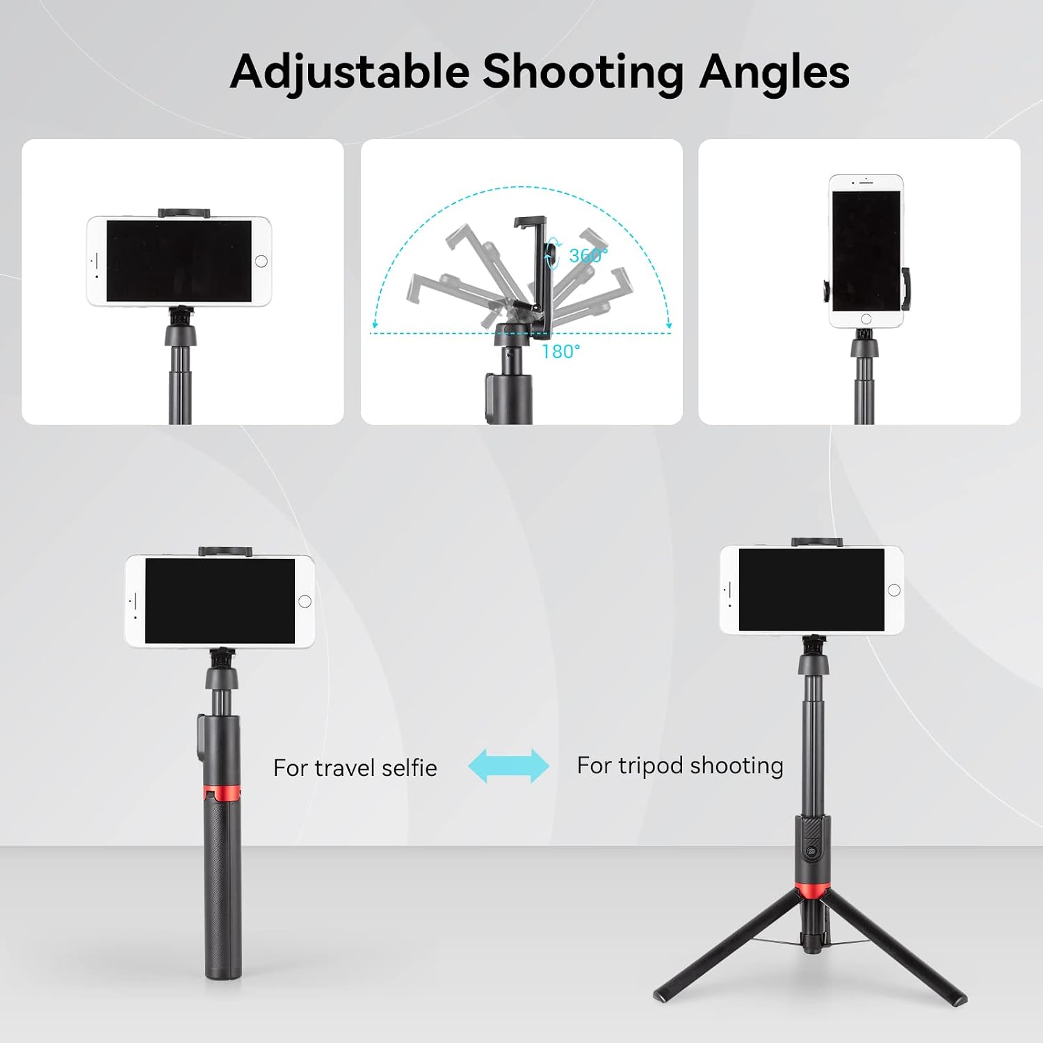 Detalle de SMALLRIG 3375B Trépied Selfie Stick 2 en 1 51”/130 cm avec Bluetooth et télécommande