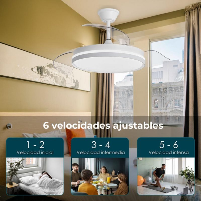 Detalle de yoeuvu Ventilador de techo LED 6 velocidades