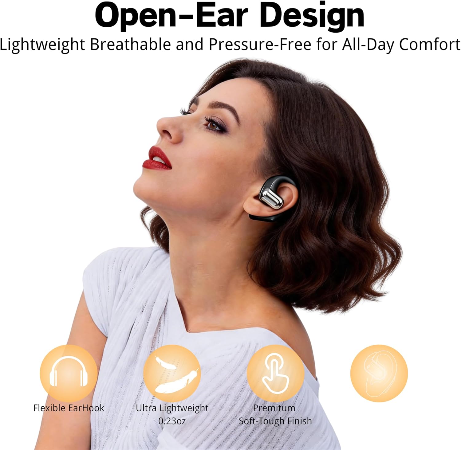 Detalle de Open Ear Headphones Q16: Bone conduction Earbuds with Ergonomic Earhook for sports