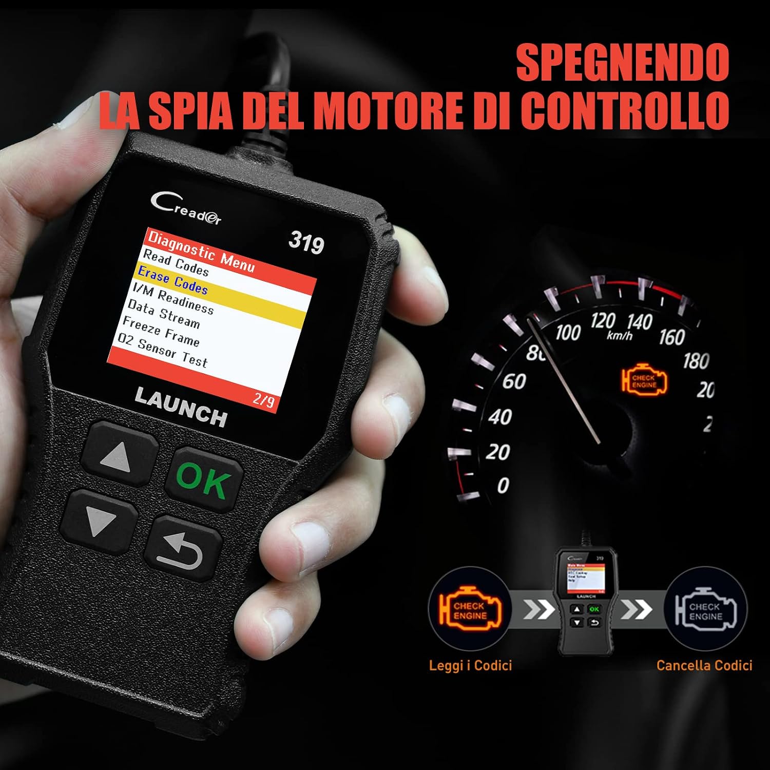 Detalle de LAUNCH CR319 OBD2 Scanner per diagnosi auto: lettore codici errore OBDII universale